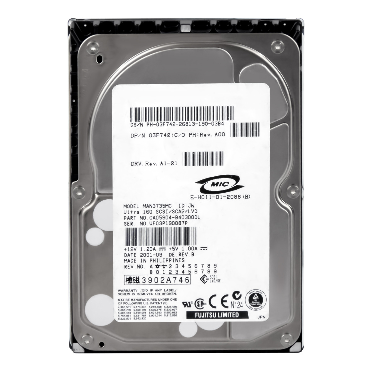 DELL 03F742 73 Go 10 000 tr/min 8 Mo SCSI U160 3,5'' MAN3735MC