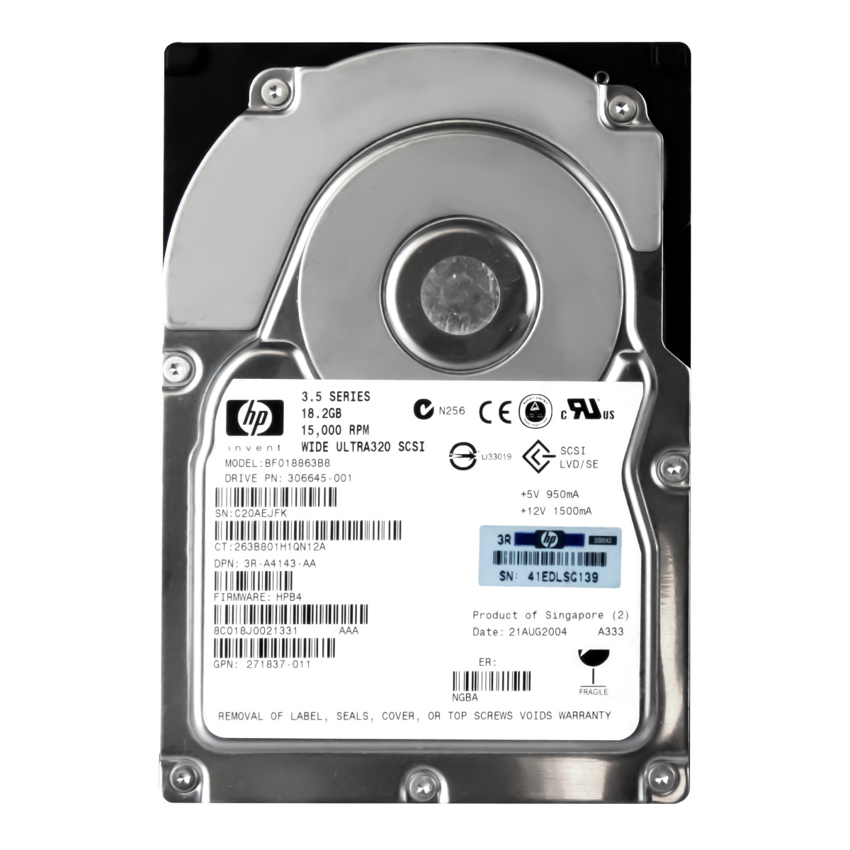 HP 306645-001 18 Go 15 000 tr/min 8 Mo SCSI U320 3,5'' BF018863B8