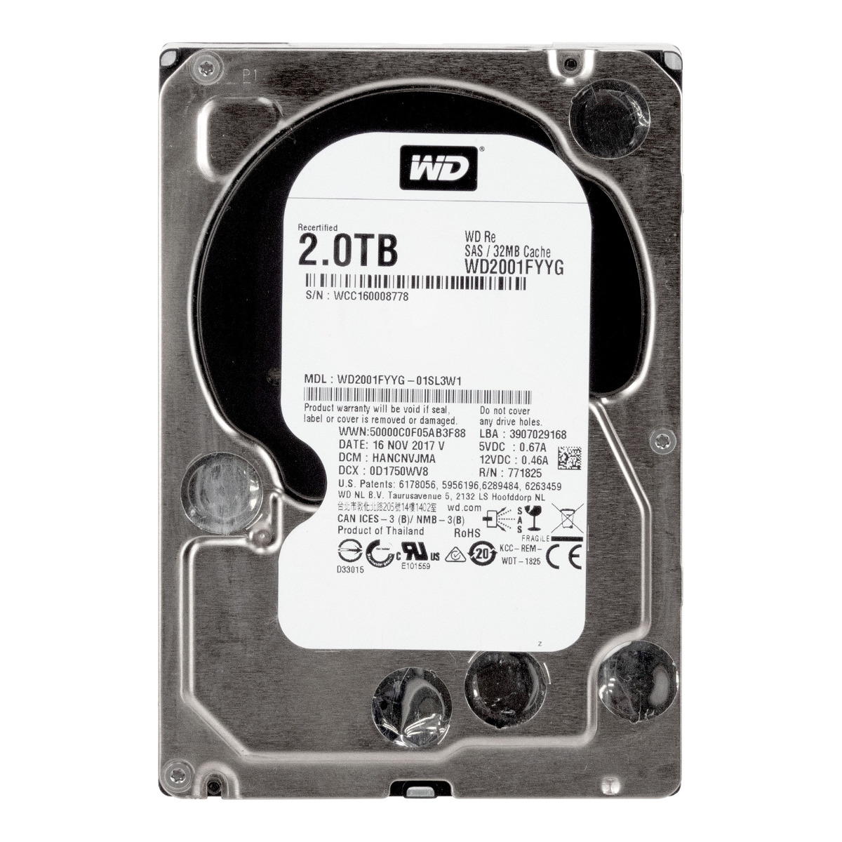 WD Re 2 To 7 200 tr/min 32 Mo SAS-2 3,5'' WD2001FYYG