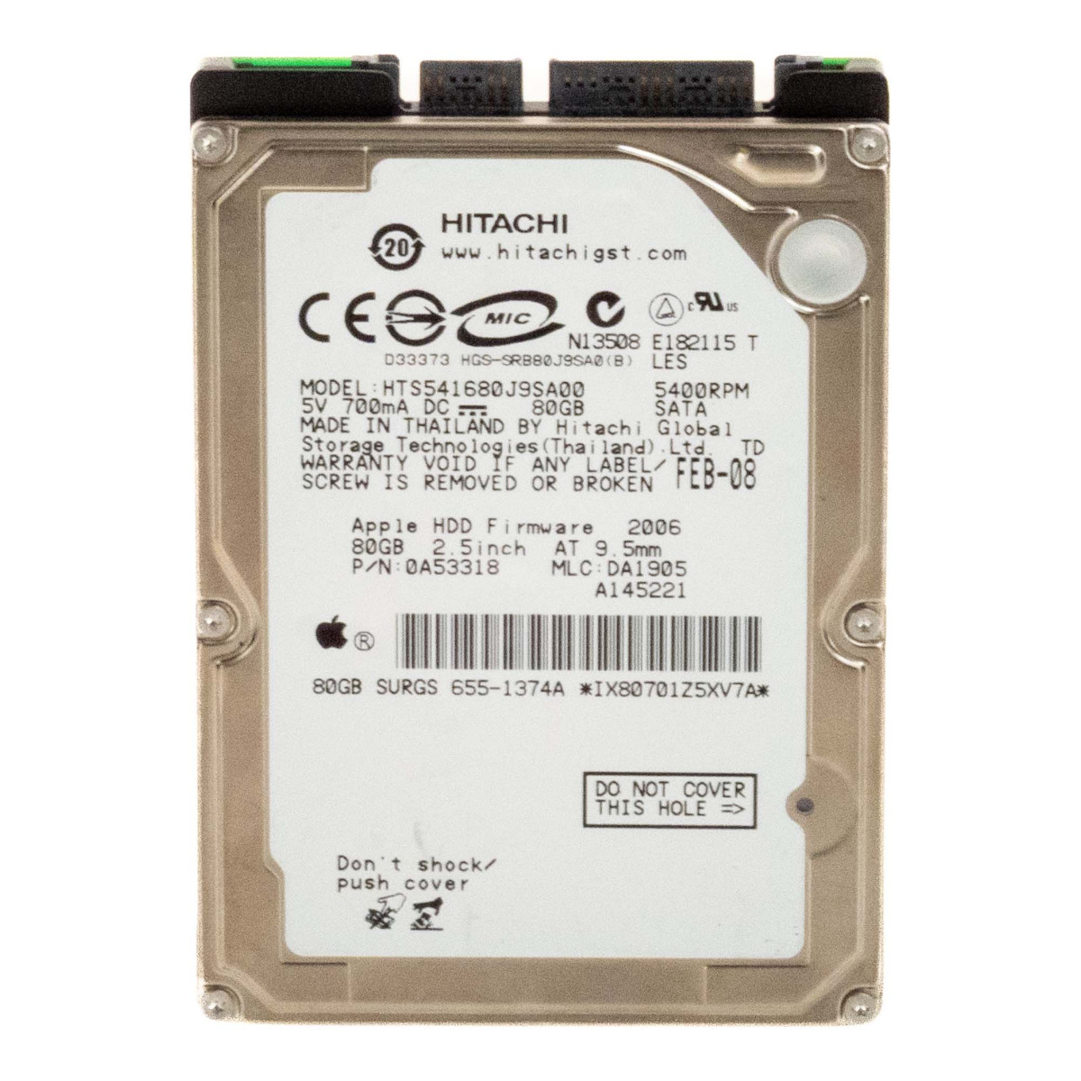 HITACHI TravelStar 5K160 80 Go 5,4K 8 Mo SATA 2,5'' HTS541680J9SA00