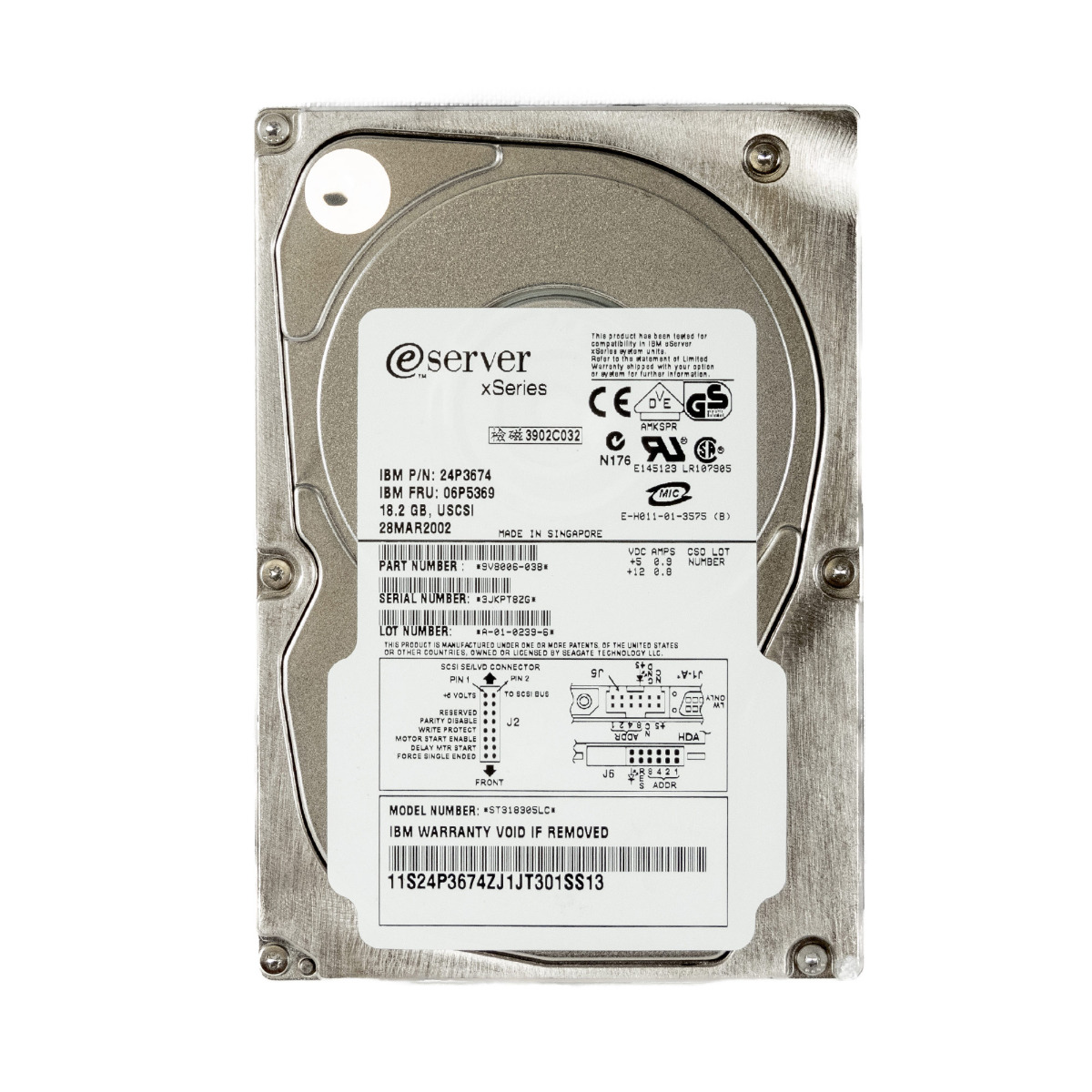 IBM 06P5369 24P3674 18,2 Go 10 000 tr/min 4 Mo SCSI U160 3,5'' ST318305LC