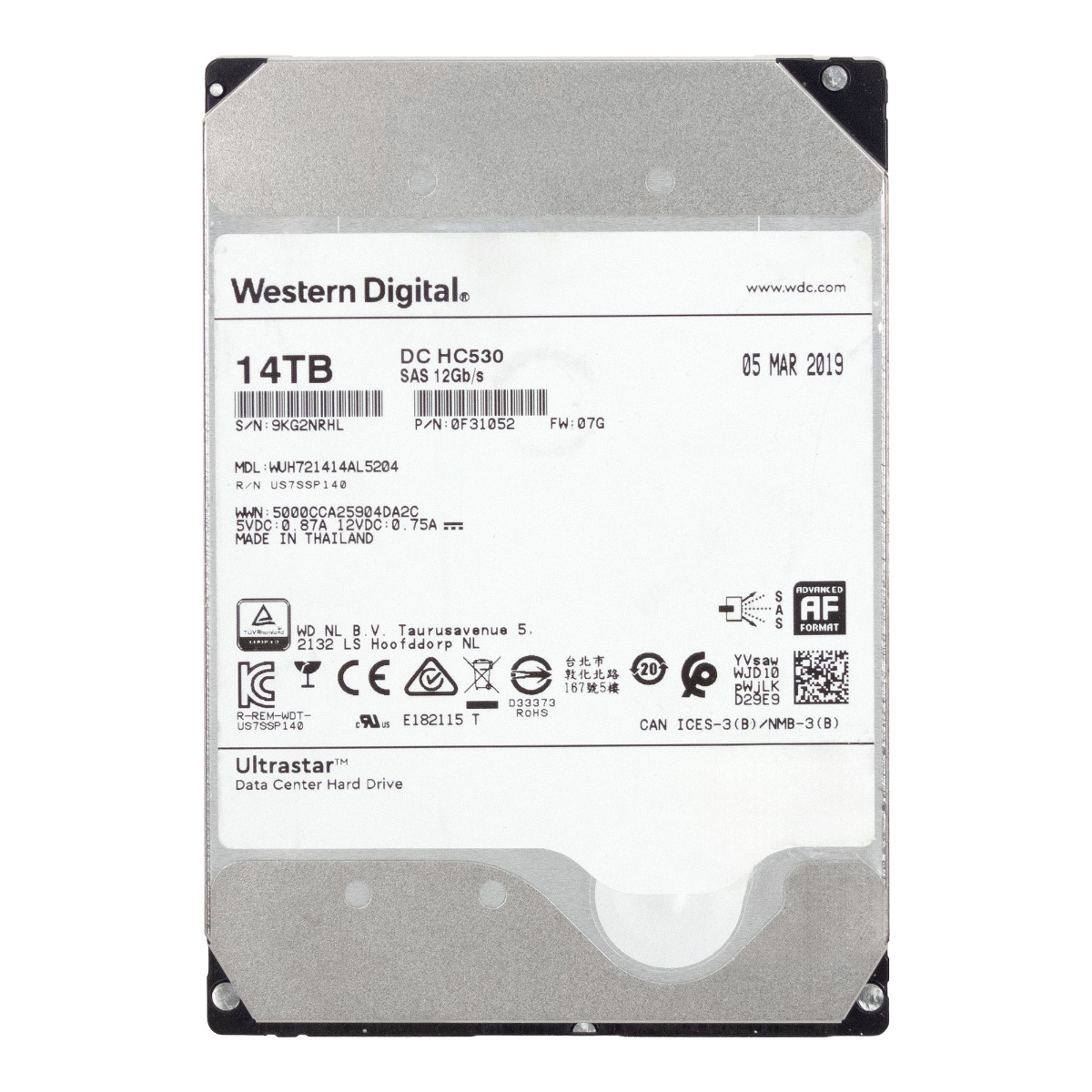 WD DC HC530 14 To 7 200 tr/min 512 Mo SAS-3 3,5'' WUH721414AL5204