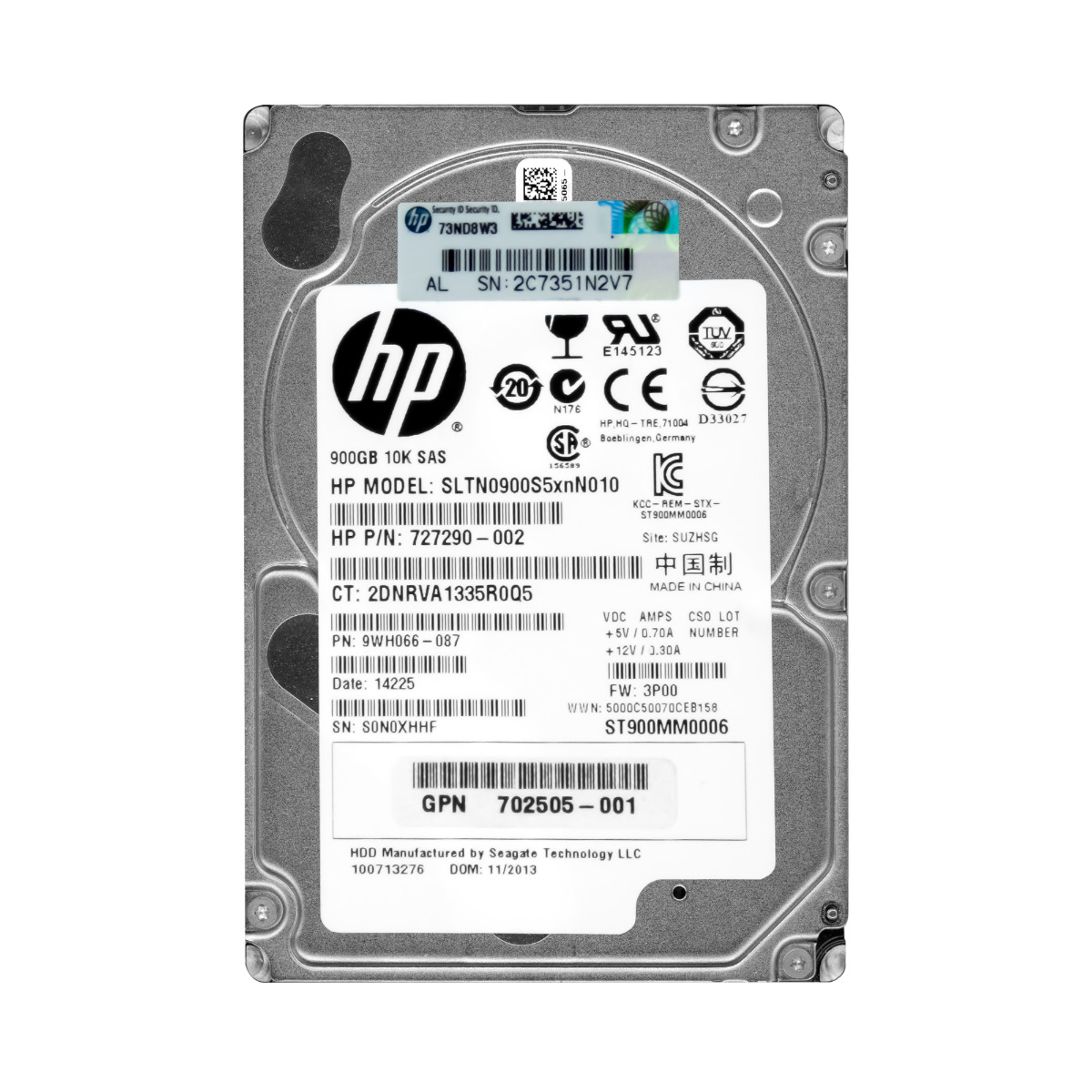 HP 727290-002 900 Go 10K 64 Mo SAS-2 2,5'' SLTN0900S5xnN010