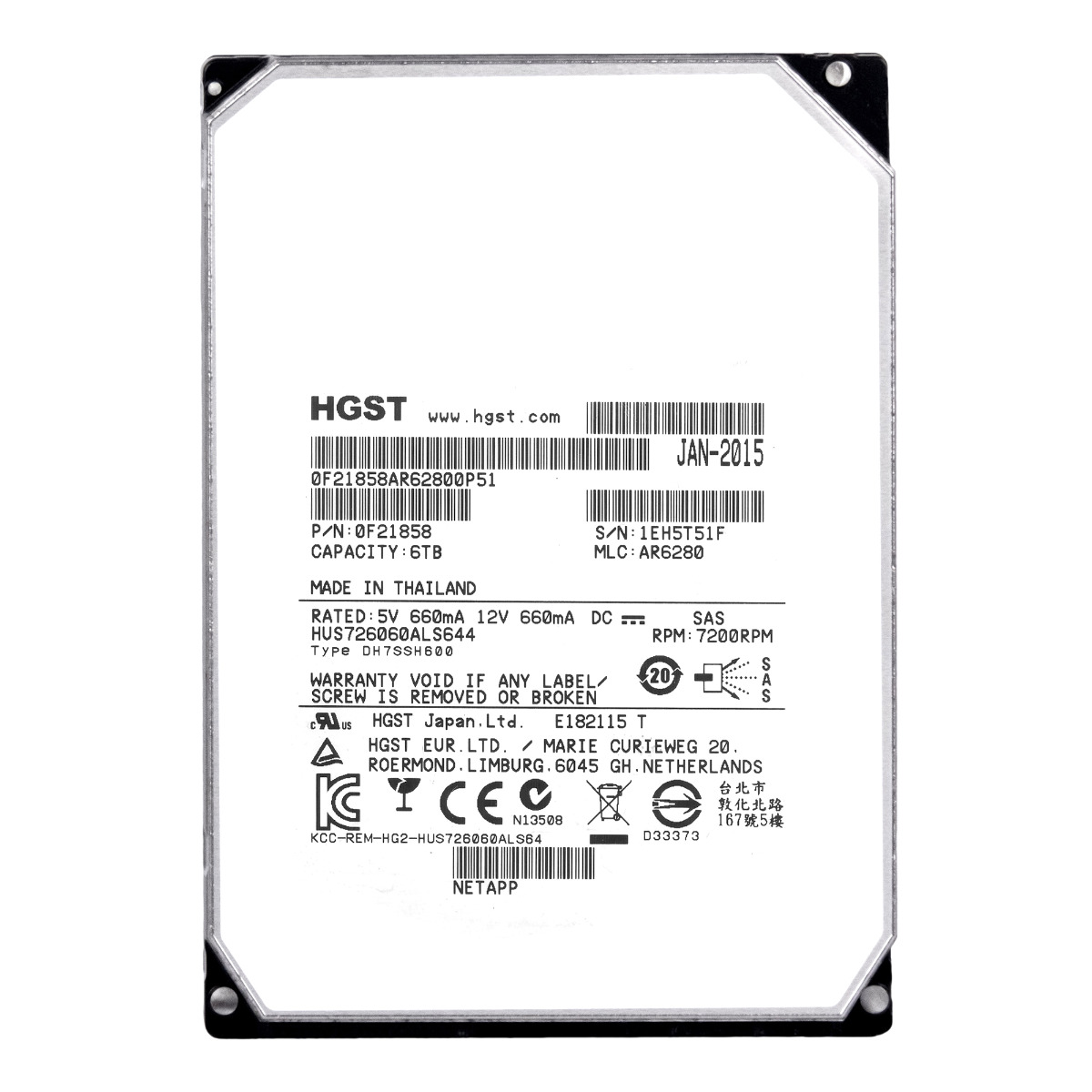 HGST UltraStar He6 6 To 7 200 tr/min 64 Mo SAS-2 3.5'' HUS726060ALS644