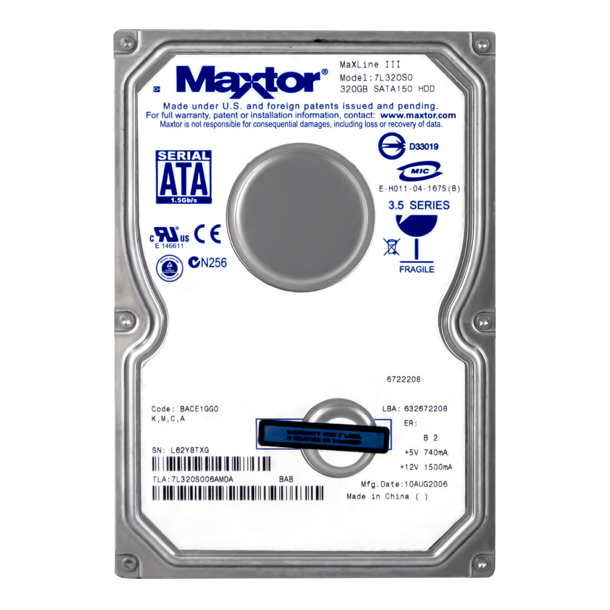 MAXTOR MaXLine III 320 Go 7,2K 16 Mo SATA 3,5'' 7L320S0