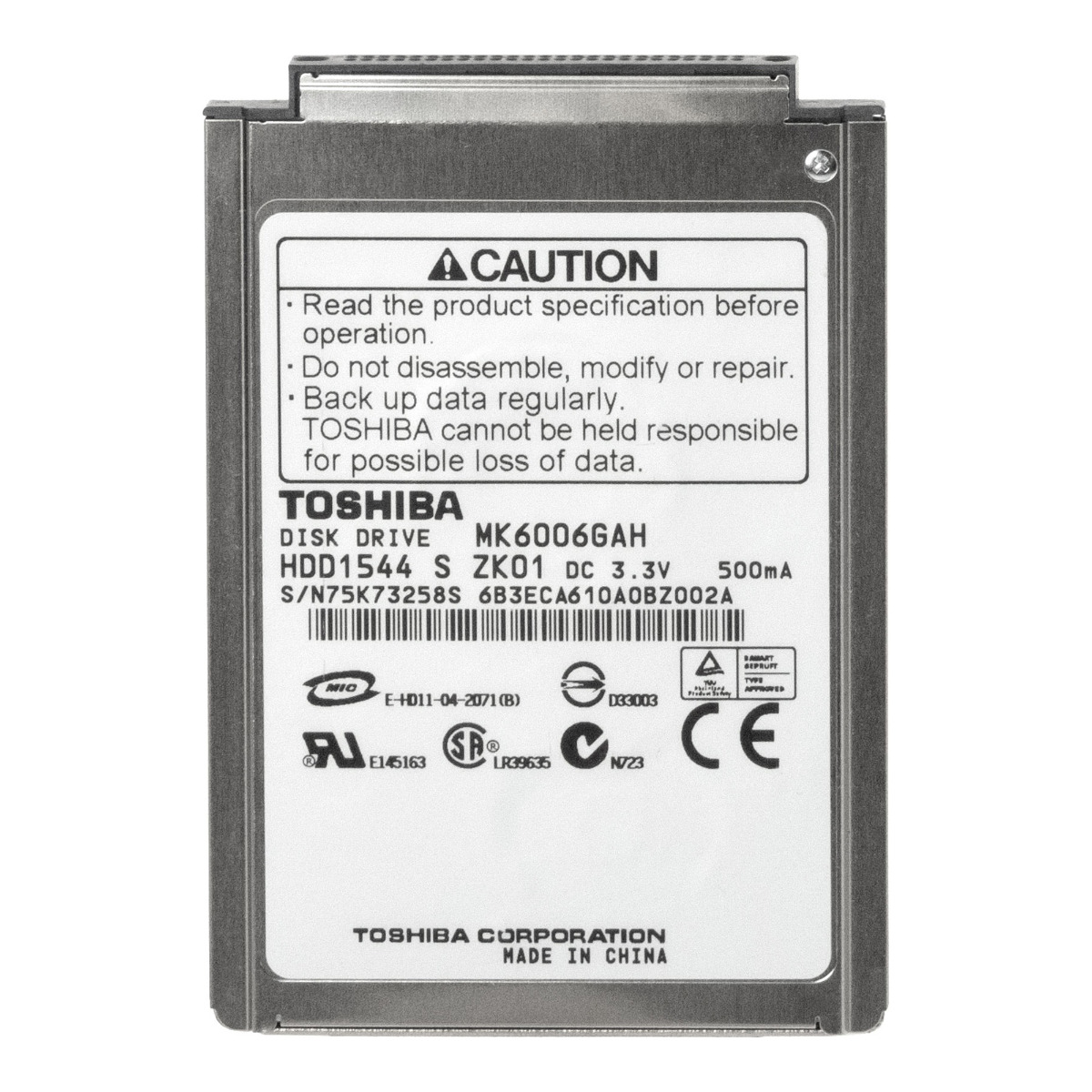 TOSHIBA 60 Go 4,2K 2 Mo ATA 100 1,8'' MK6006GAH