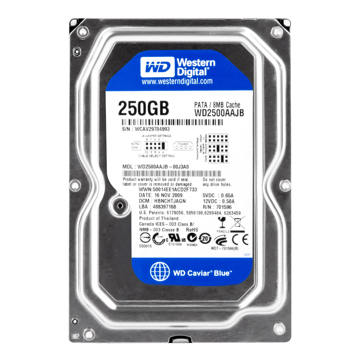 WD Caviar Blue 250 Go 7,2k 8 Mo IDE ATA 3,5'' WD2500AAJB
