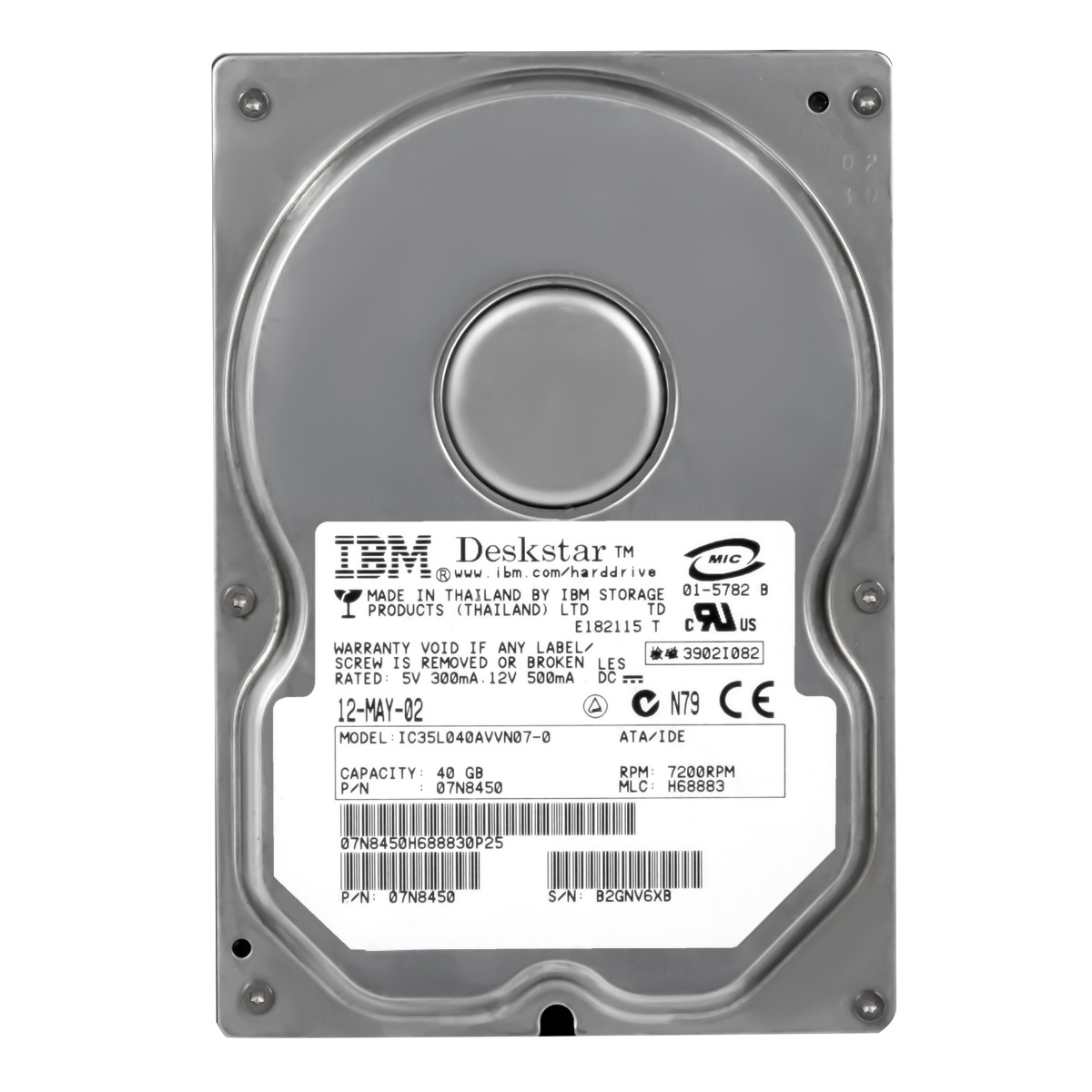 IBM DeskStar 120GXP 07N8450 40 Go 7,2K 2 Mo ATA 3,5'' IC35L040AVVN07-0