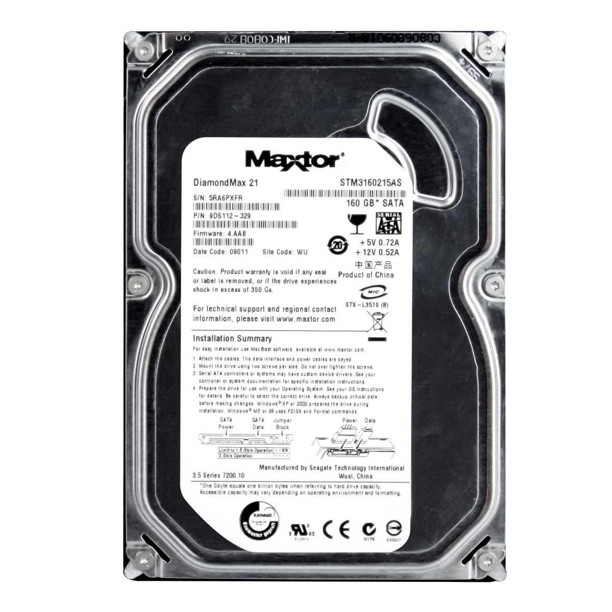MAXTOR DiamondMax 21 STM3160215AS 160 Go 7,2K 2 Mo SATA II 3,5''
