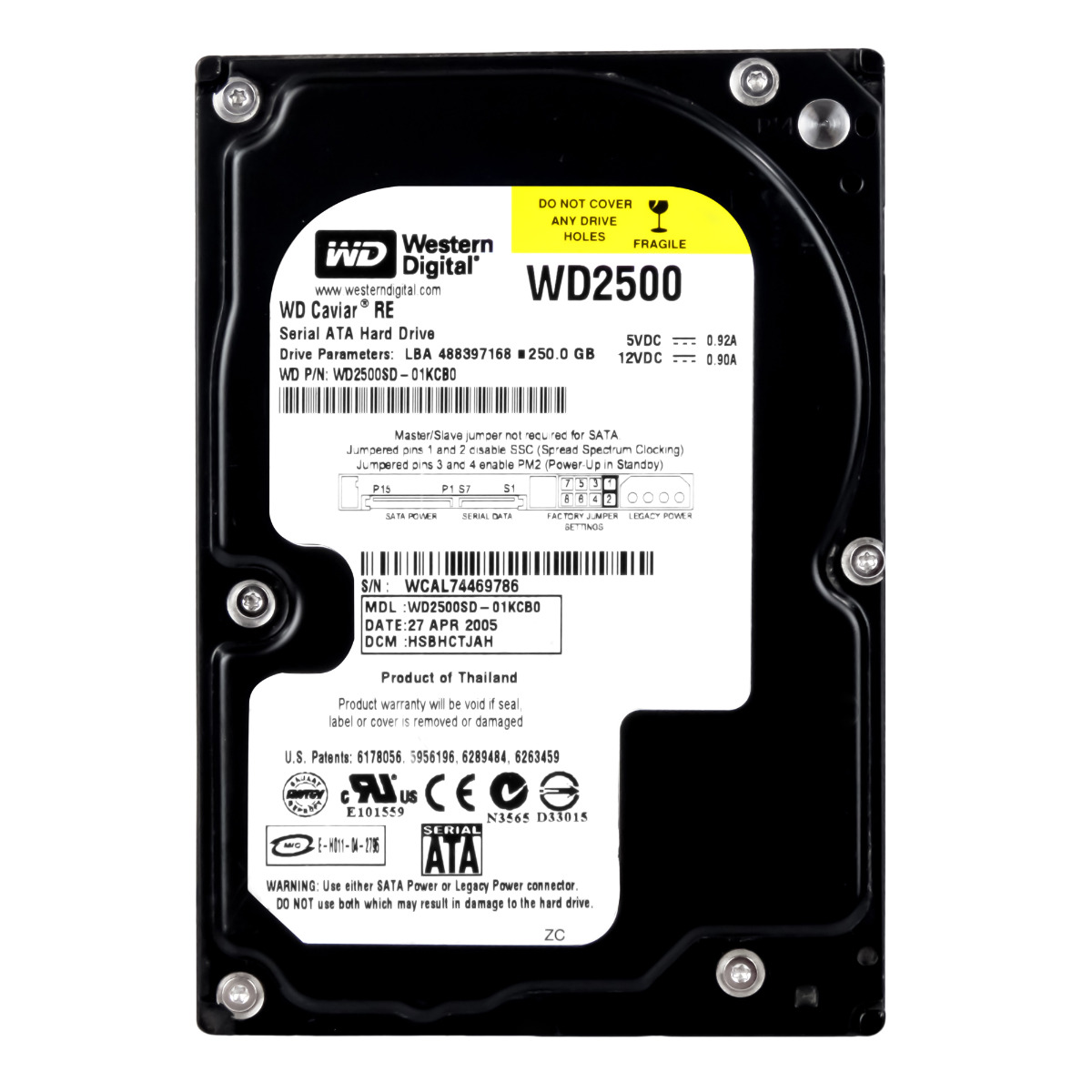 WD CAVIAR RE 250 Go 7,2K 8 Mo SATA 3,5'' WD2500SD