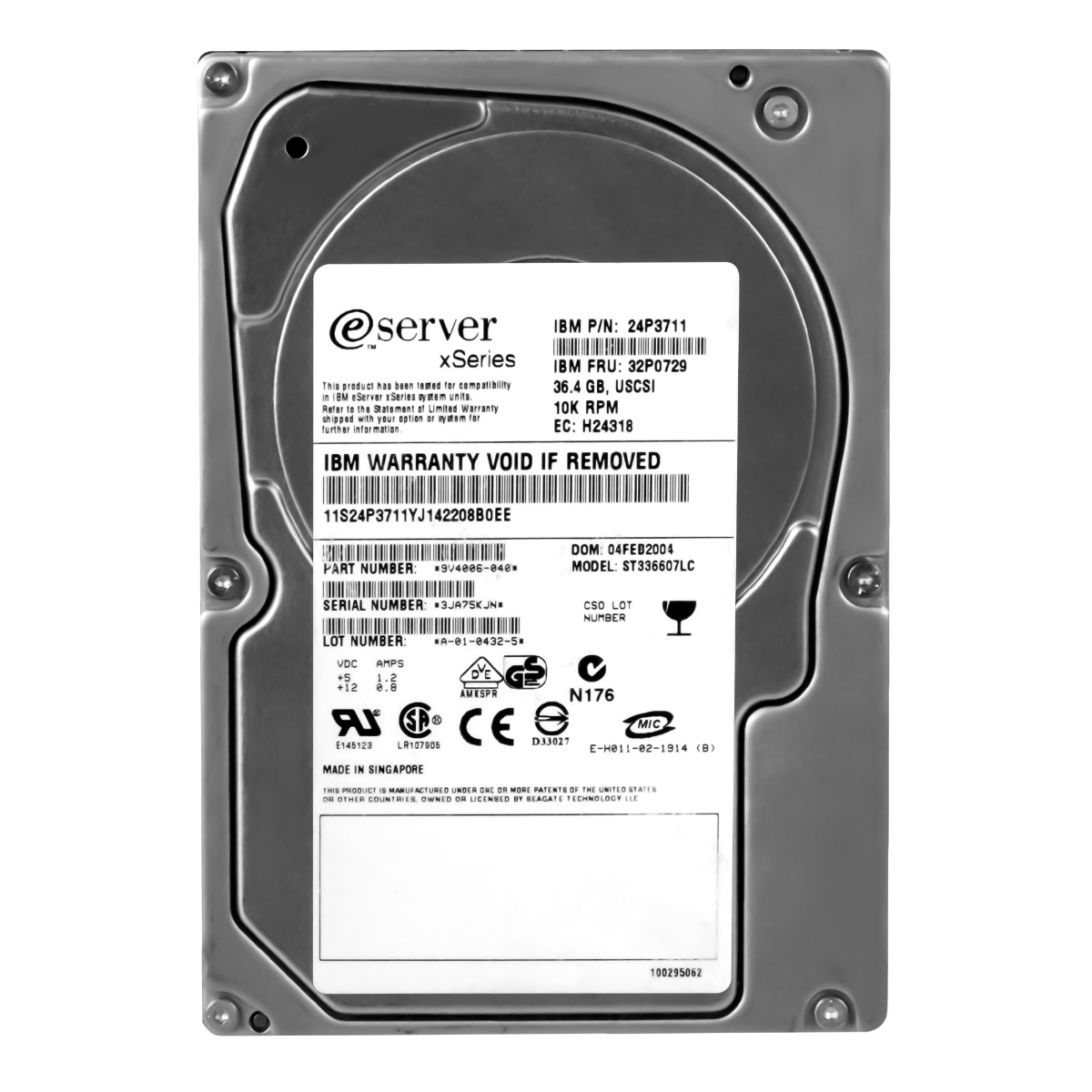 IBM 32P0729 24P3711 36 Go 10K 8 Mo SCSI U320 3,5'' ST336607LC