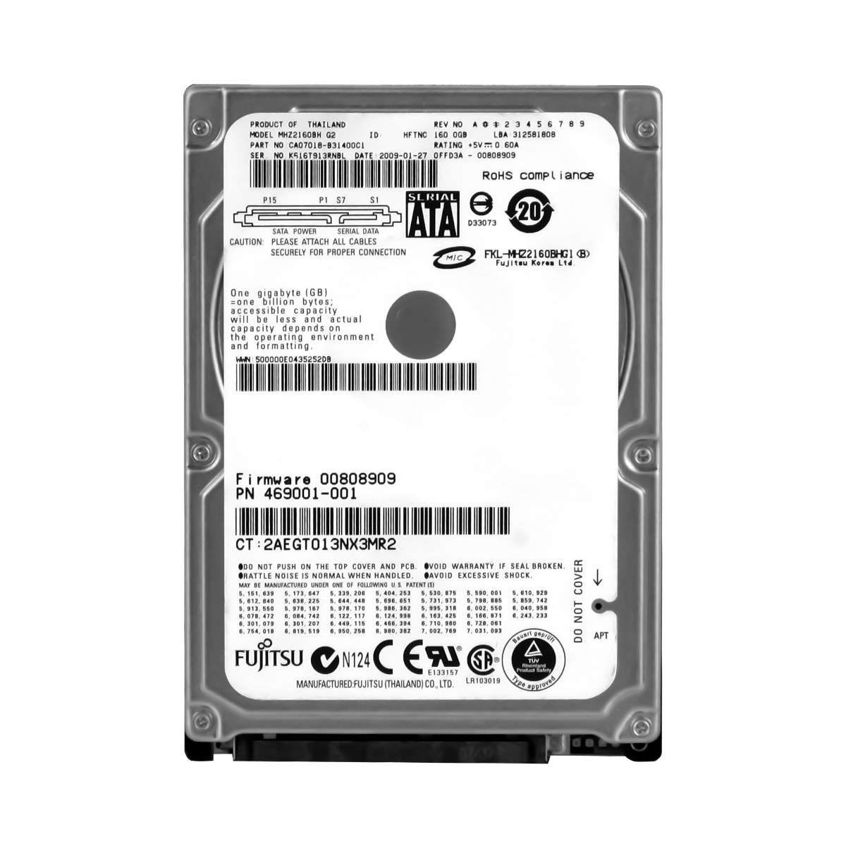 FUJITSU 160 Go 5,4K 8 Mo SATA II 2,5'' MHZ2160BH G2