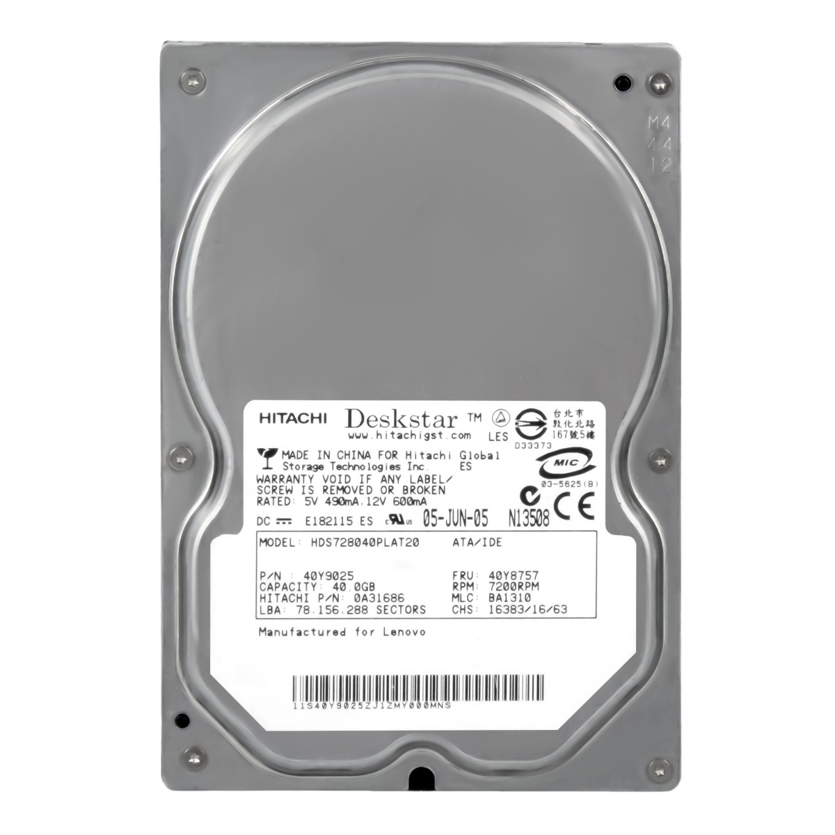 HITACHI DeskStar 7K80 40GB 7.2K 2MB ATA 3.5'' HDS728040PLAT20