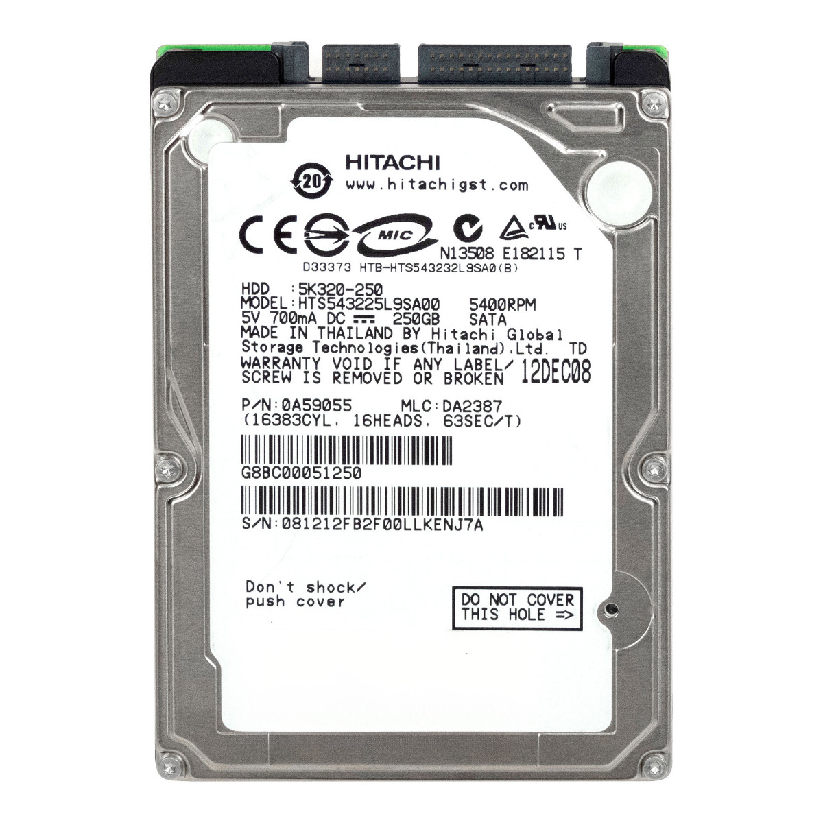 HITACHI TravelStar 5K320 250 Go 5,4K 8 Mo SATA 2,5'' HTS543225L9SA00