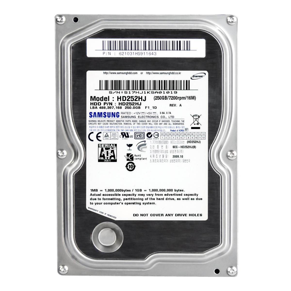 SAMSUNG SPINPOINT F1 250 Go SATA II 7,2K 16 Mo 3,5'' HD252HJ