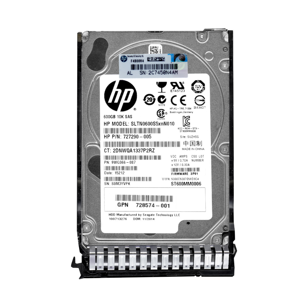 HP 727290-005 600 Go 10K 64 Mo SAS-2 2,5'' SLTN0600S5xnN010