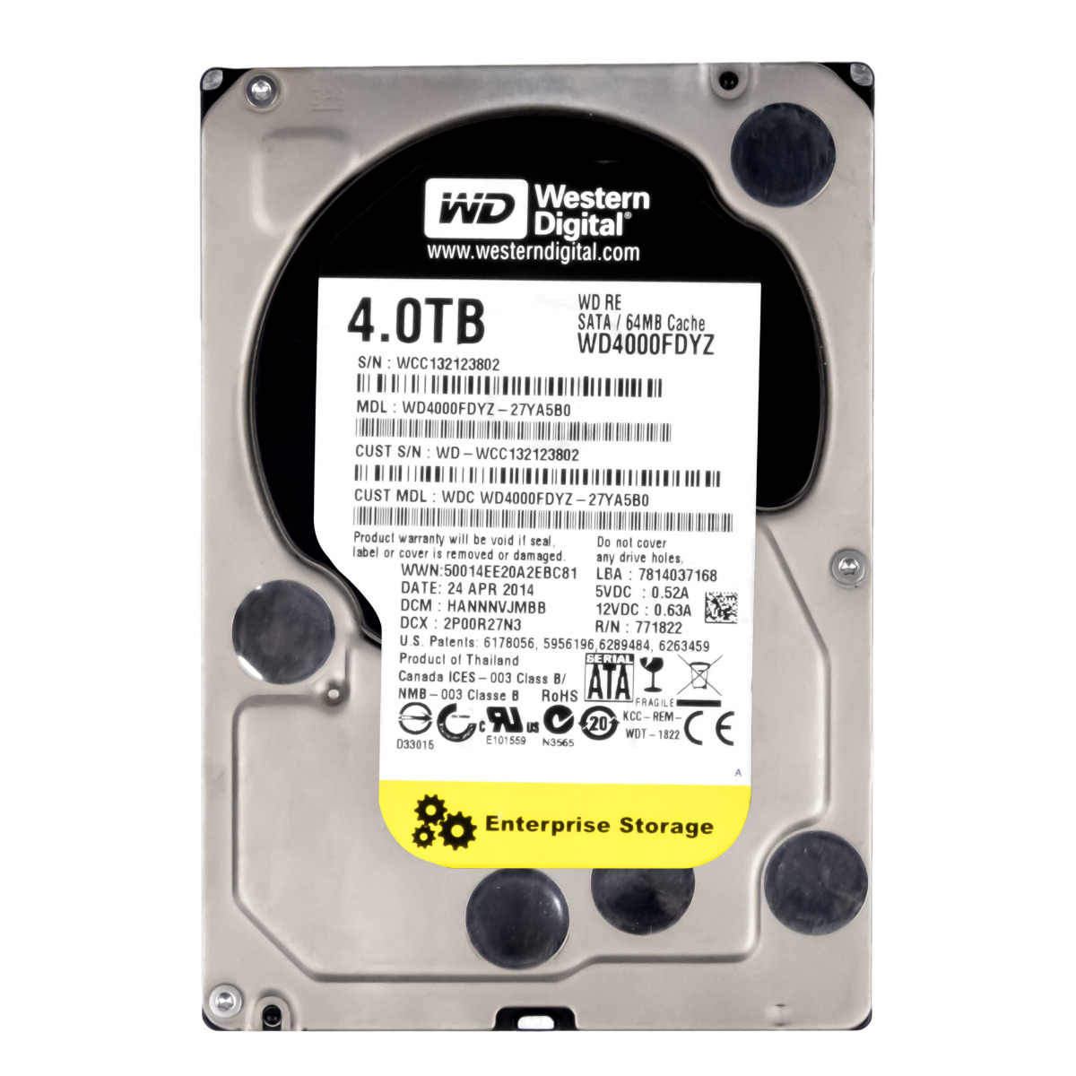 WD RE 4 To 7,2K 64 Mo SATA III 3,5'' WD4000FDYZ