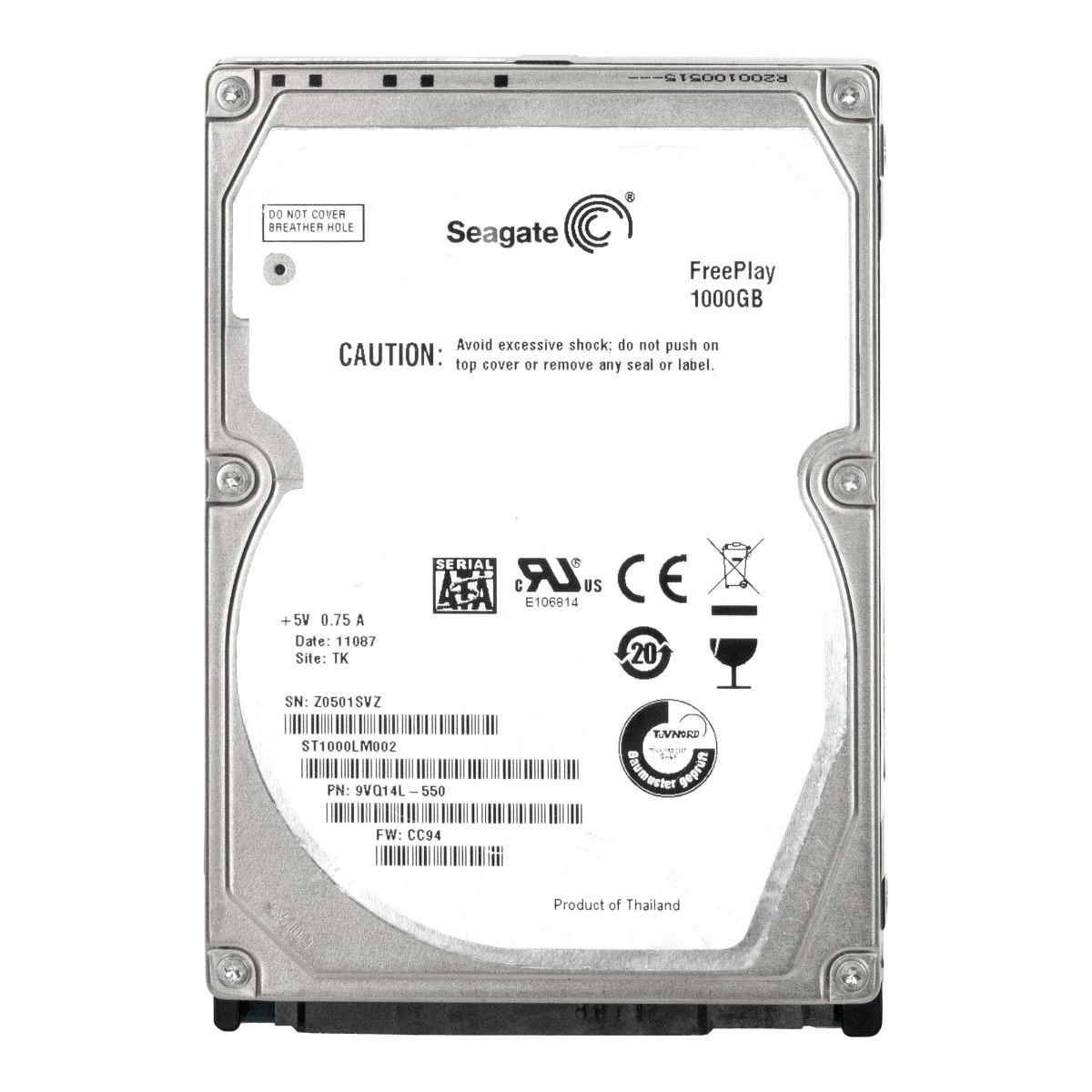SEAGATE FreePlay 1 To 5 400 tr/min 32 Mo SATA II 2,5'' ST1000LM002
