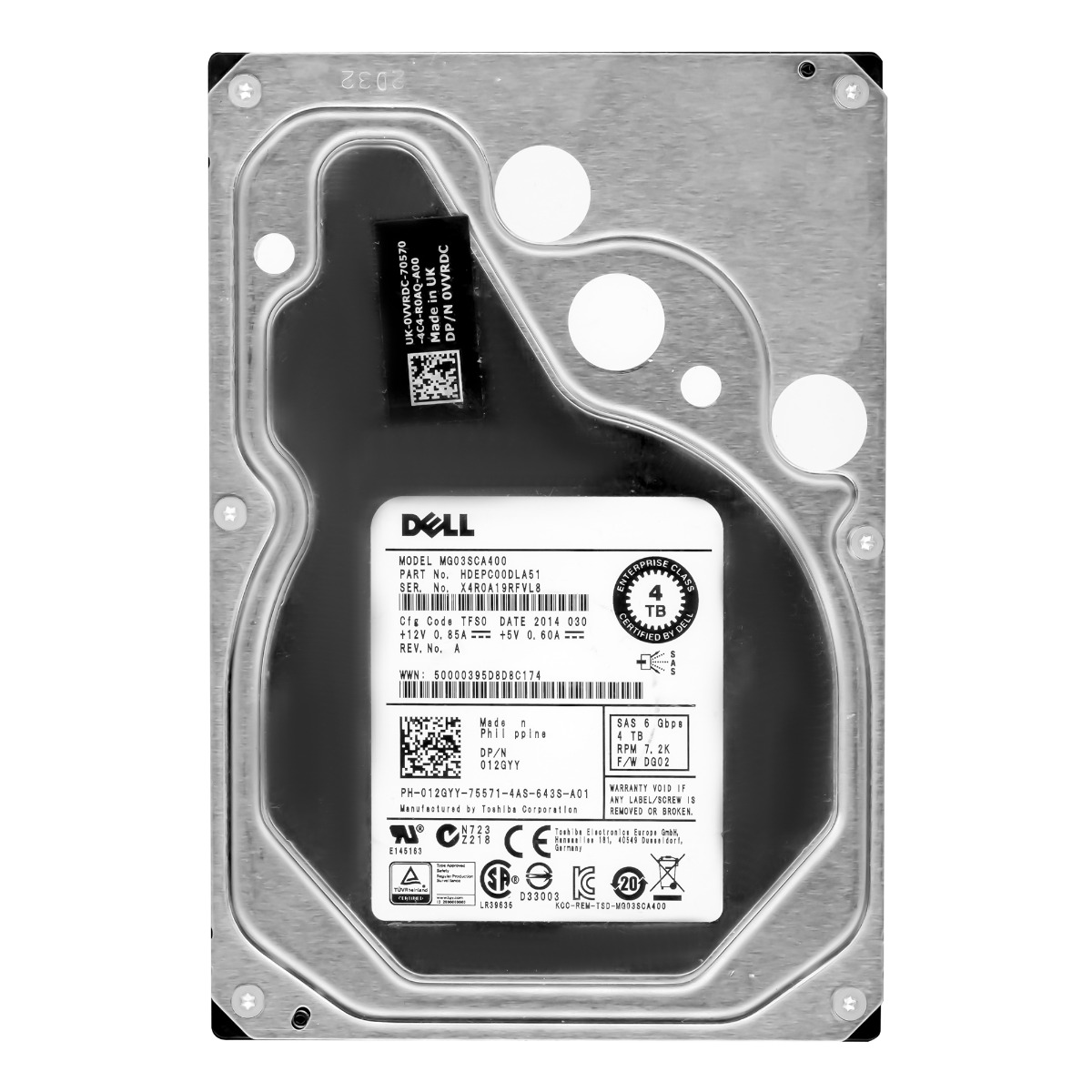 DELL 012GYY 4 To 7,2K 64 Mo SAS-2 3,5'' MG03SCA400
