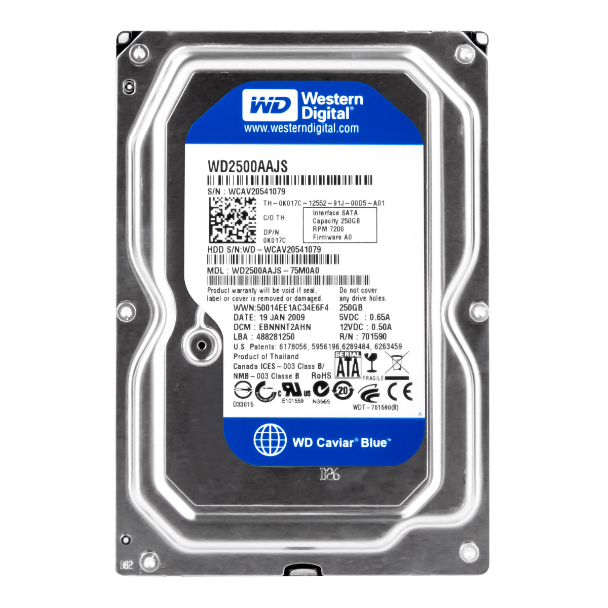 DELL 0K017C 250 Go 7 200 tr/min 8 Mo SATA II 3,5'' WD2500AAJS