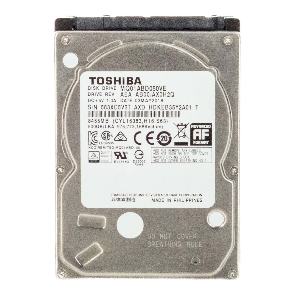 TOSHIBA 500 Go 5.4K 8 Mo SATA II 2,5'' MQ01ABD050VE