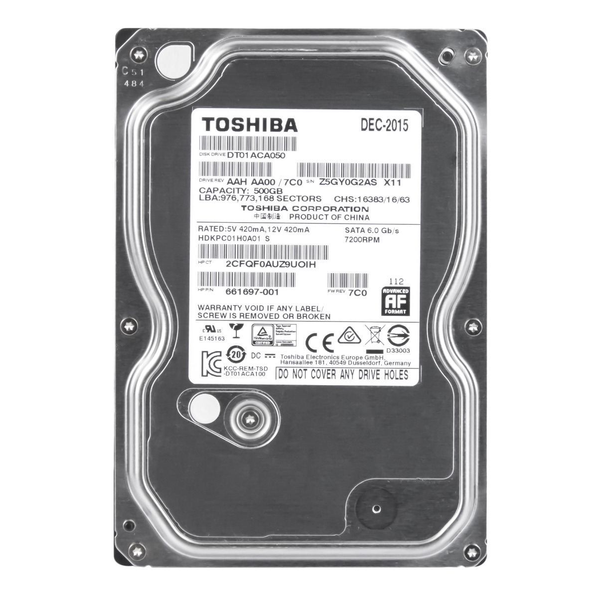 TOSHIBA 500GB 7.2k 32MB SATA III 3.5'' DT01ACA050