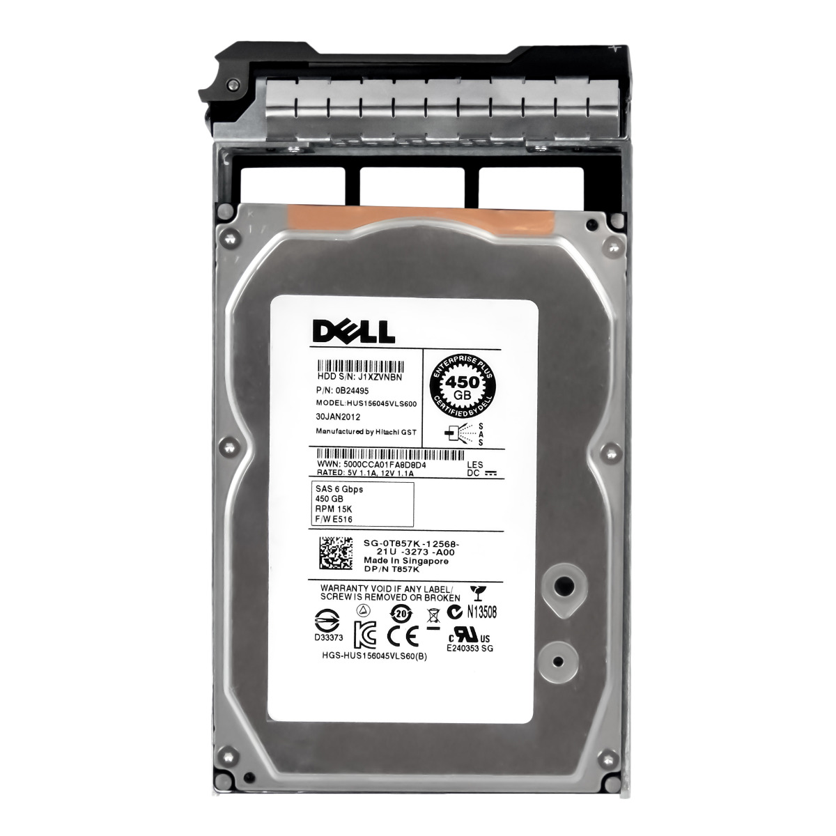 DELL 0T857K 450 Go SAS-2 15K 64 Mo 3,5'' HUS156045VLS600