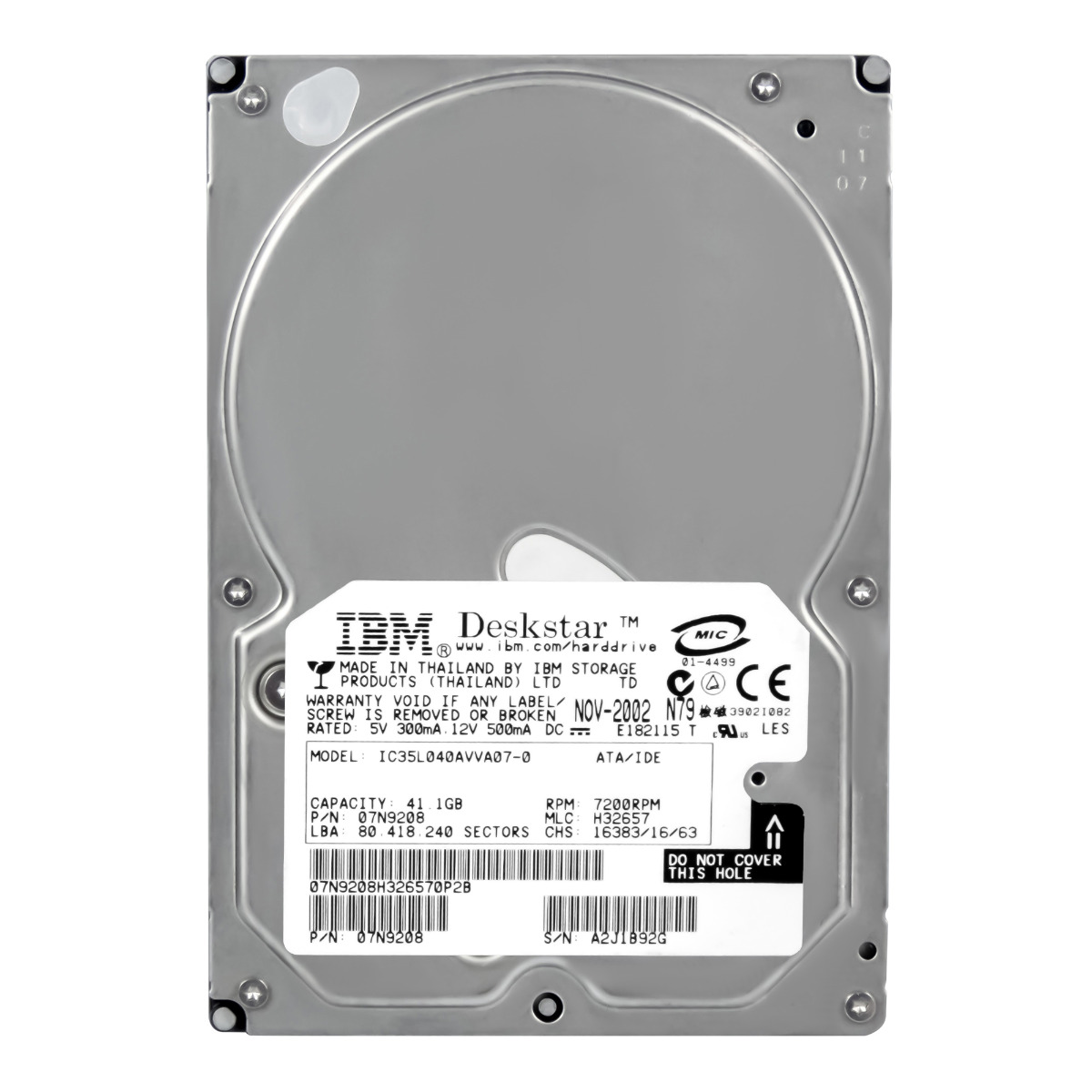 IBM 07N9208 41,1 Go 7,2K 2 Mo ATA 3,5'' IC35L040AVVA07-0