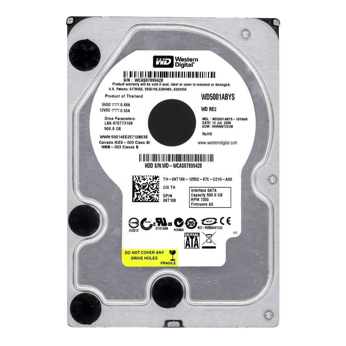 DELL 0KT108 500 Go 7,2K 16 Mo SATA II 3,5'' WD5001ABYS