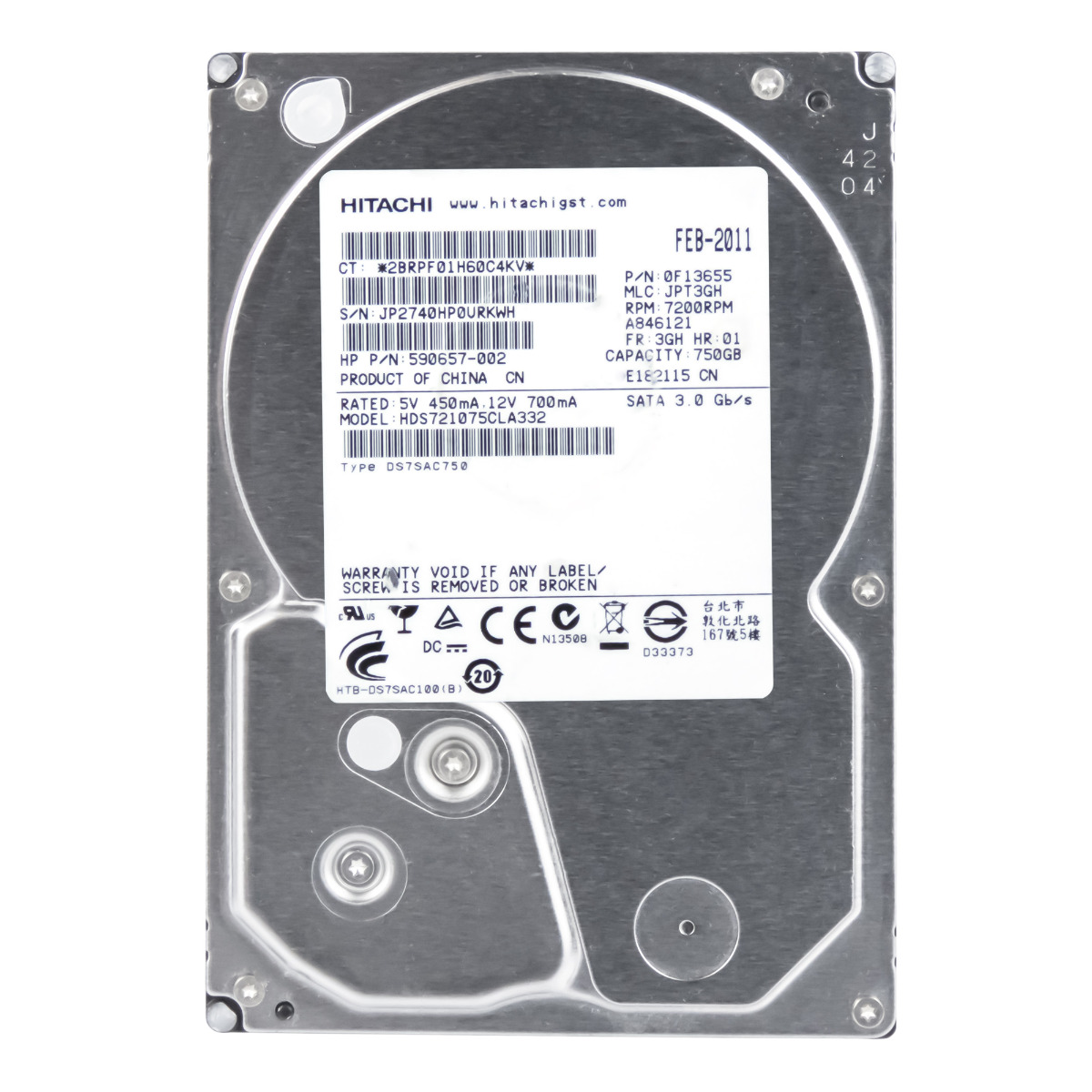 HITACHI DeskStar 7K1000.C 750 Go 7.2K 32 Mo SATA II 3,5'' HDS721075CLA332