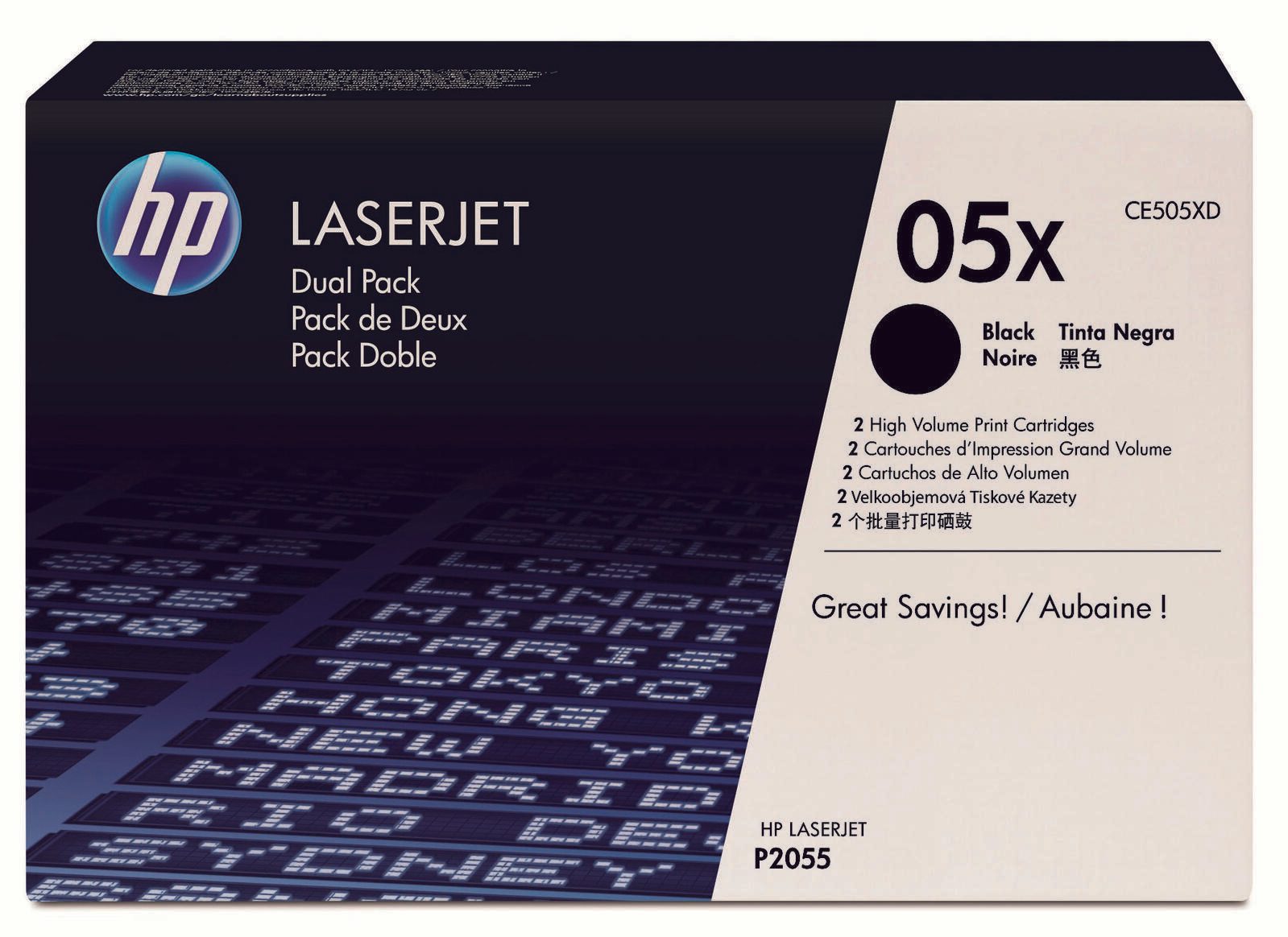 Cartouche toner HP Original 05X Noir haute capacité Double pack 2 x 6 500 pages (CE505XD)