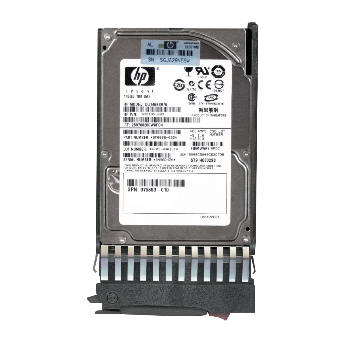 Disque dur HP 430165-003 146 Go 10000 tr/min 16 Mo SAS 2,5" DG146BB976
