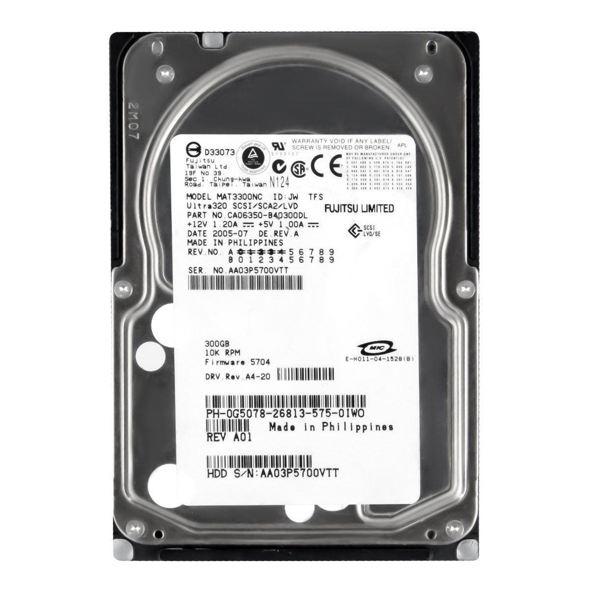 DELL 0G5078 300 Go 10K 8 Mo SCSI U320 3,5'' MAT3300NC