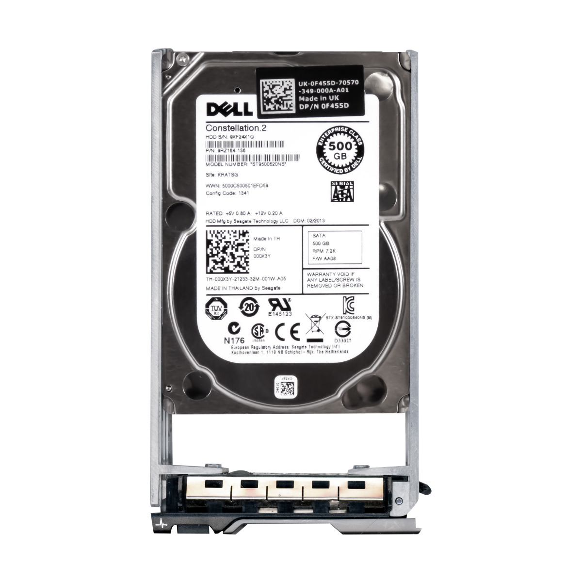 DELL 000X3Y 500 Go 7,2K 64 Mo SATA III 2,5'' ST9500620NS