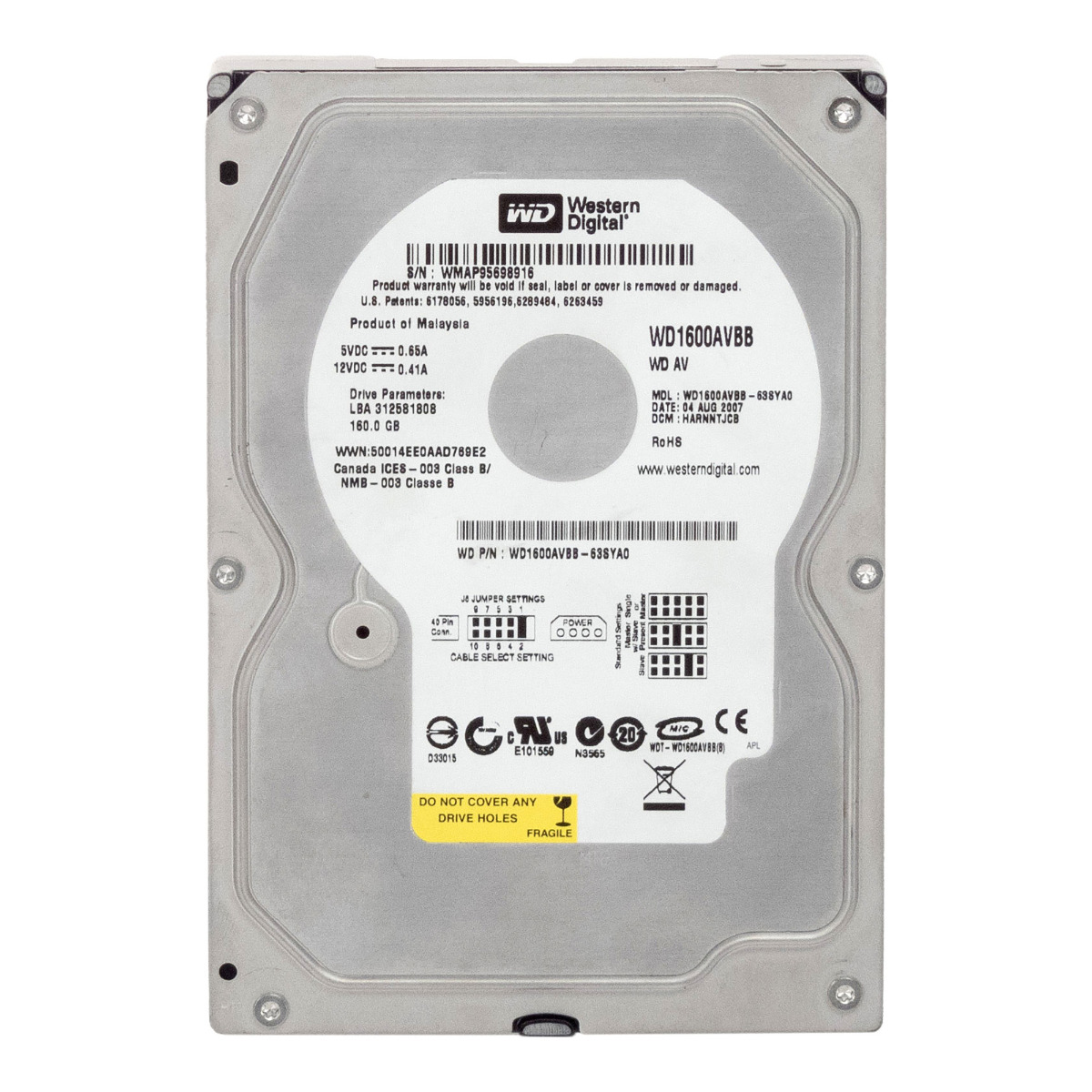 WD AV 160 Go 7,2k 2 Mo ATA 3,5'' WD1600AVBB