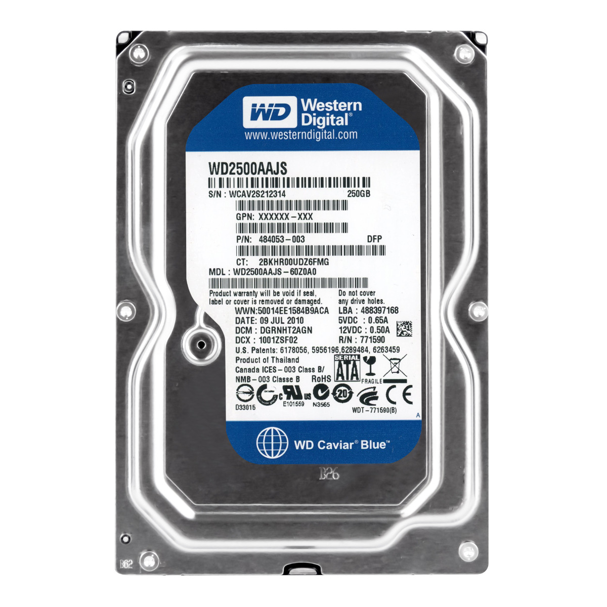 WD CAVIAR BLUE 250 Go 7,2k 8 Mo 3,5'' WD2500AAJS