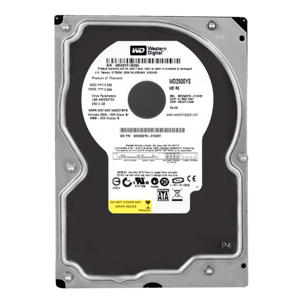 WD RE 250 Go 7,2K 16 Mo SATA II 3,5'' WD2500YS
