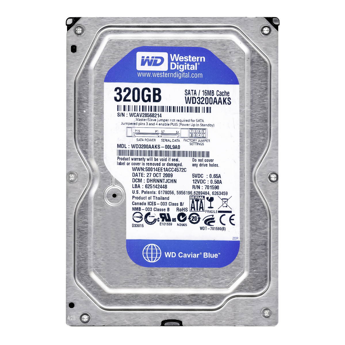 WD 320 Go Caviar Blue 7,2K 16 Mo SATA II 3,5'' WD3200AAKS