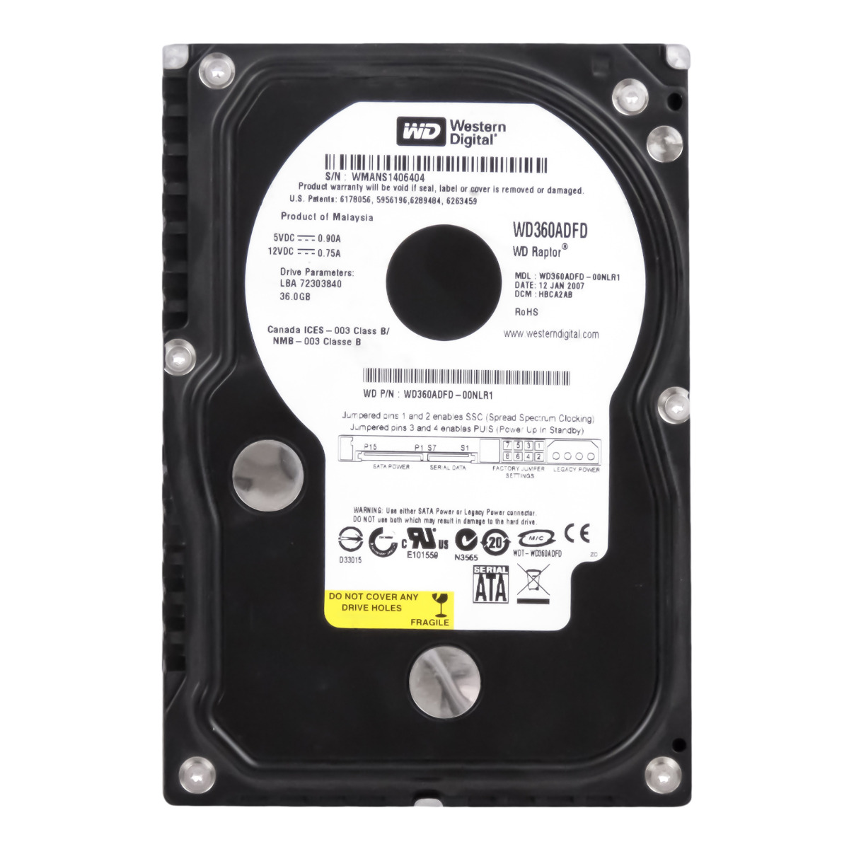 WD Raptor 36 Go 10K 16 Mo SATA 3,5'' WD360ADFD