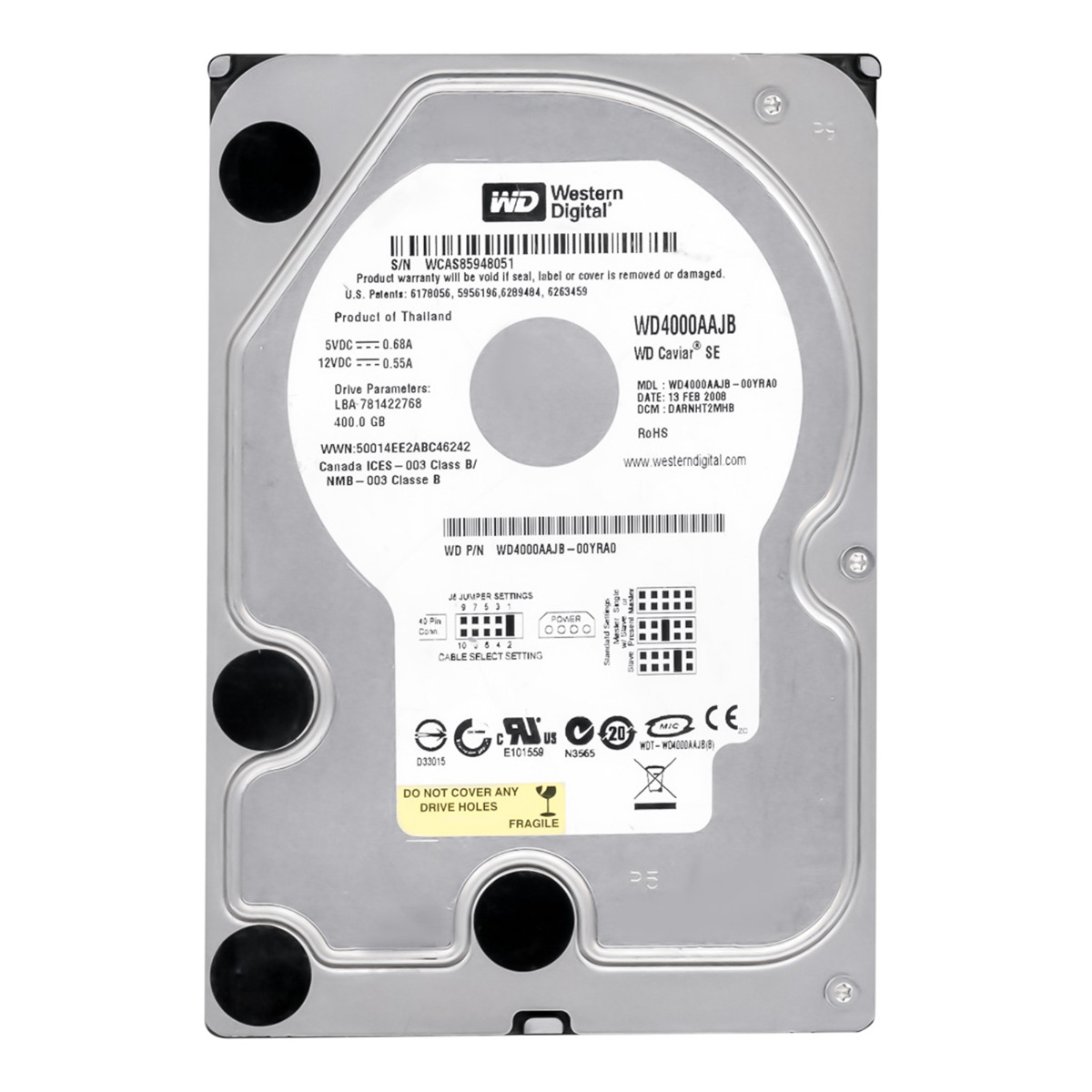 WD CAVIAR SE 400 Go 7,2K 8 Mo ATA 3,5'' WD4000AAJB
