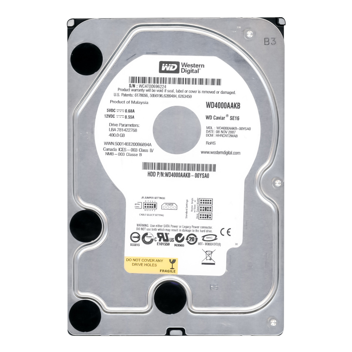 WD CAVIAR SE16 400 Go 7,2K 16 Mo ATA 3,5'' WD4000AAKB