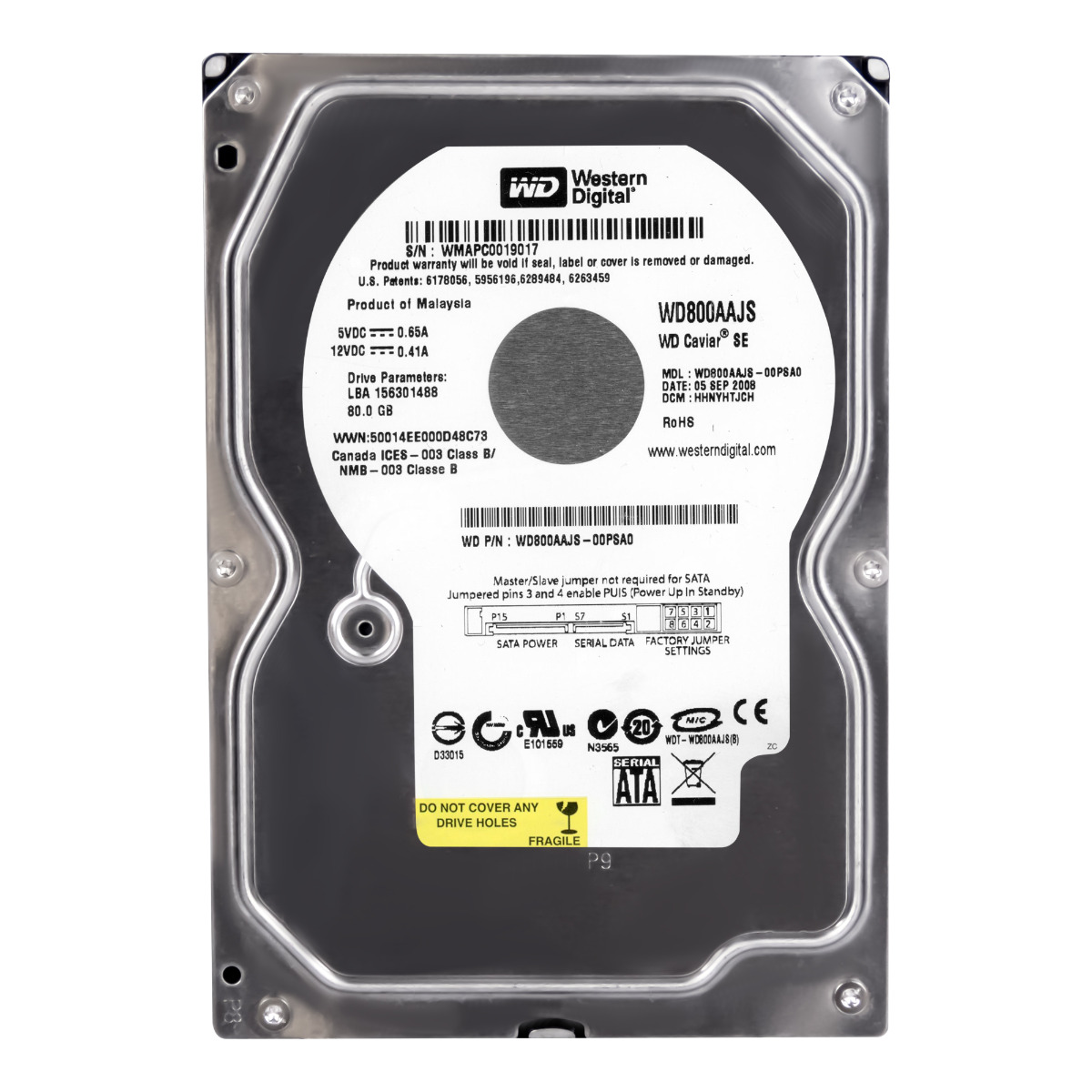 WD CAVIAR SE 80 Go 7,2K 8 Mo SATA II 3,5'' WD800AAJS