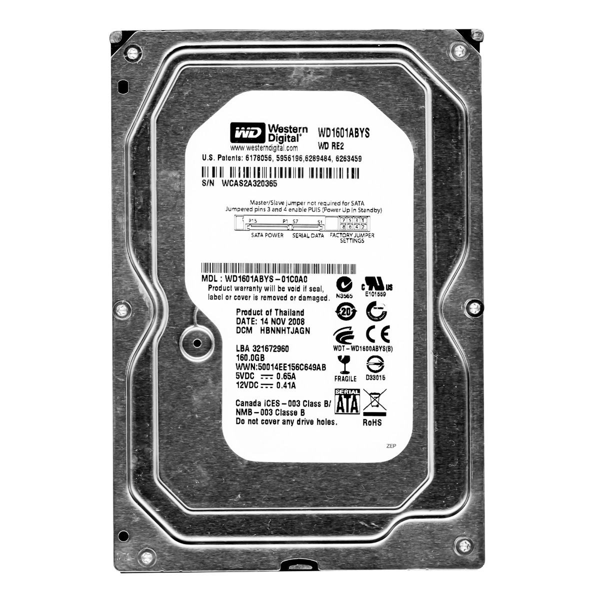 WD RE2 160 Go 7,2K 16 Mo SATA II 3,5'' WD1601ABYS