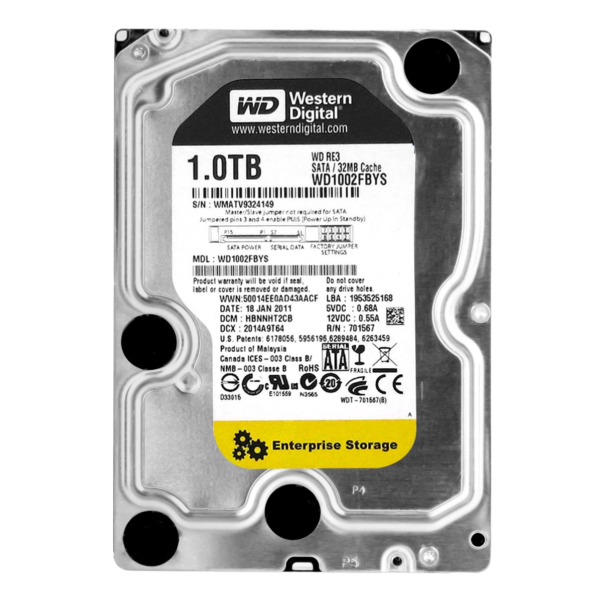 WD RE3 1 To 7,2K 32 Mo SATA II 3,5'' WD1002FBYS