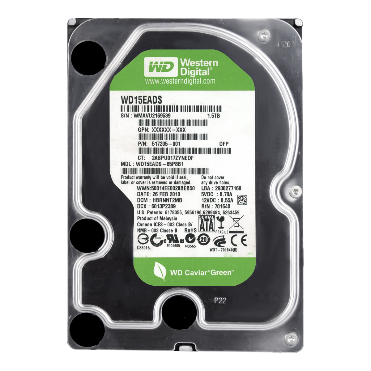WD CAVIAR GREEN 1,5 To 5,4K 32 Mo SATA II 3,5'' WD15EADS