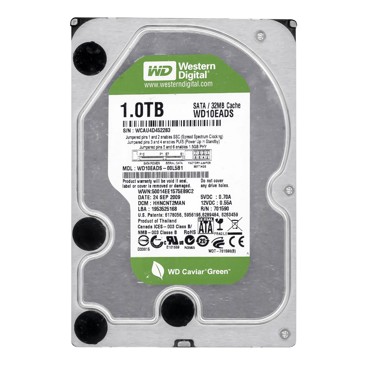 WD GREEN 1 To 5,4K 32 Mo SATA II 3,5'' WD10EADS