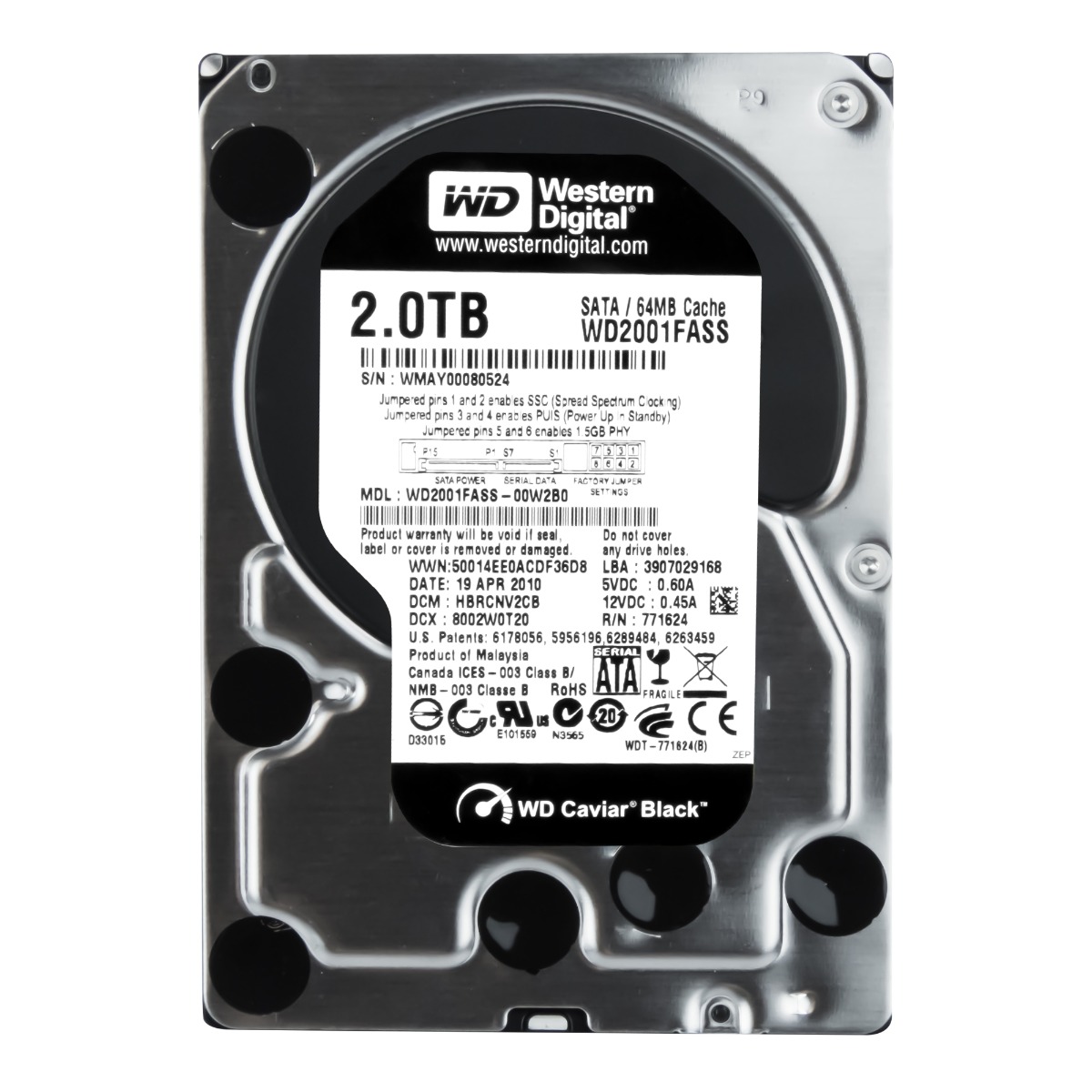 WD CAVIAR BLACK 2 To 7.2K 64 Mo SATA II 3.5'' WD2001FASS