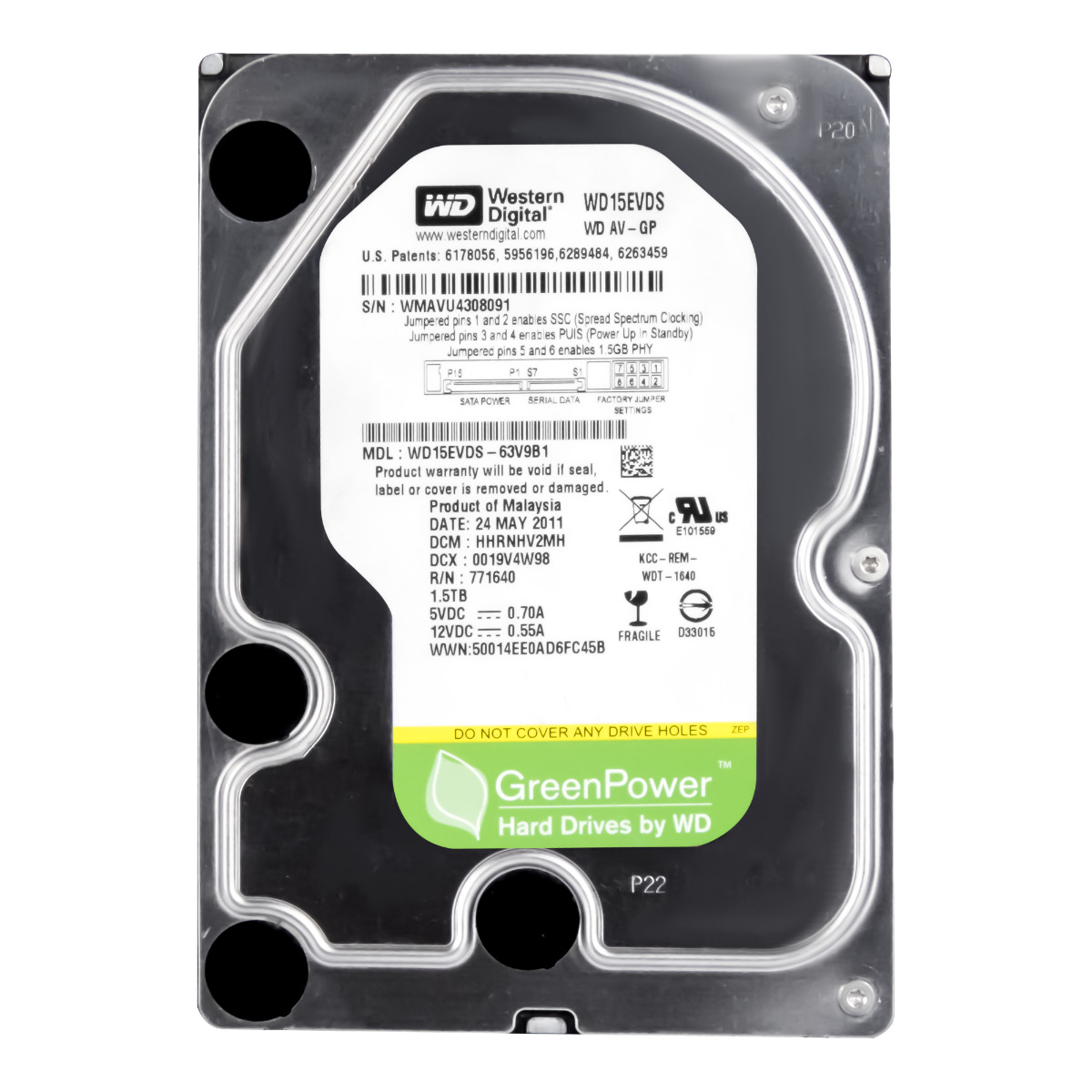 WD AV-GP 1,5 To 5.4K 32 Mo SATA II 3.5'' WD15EVDS