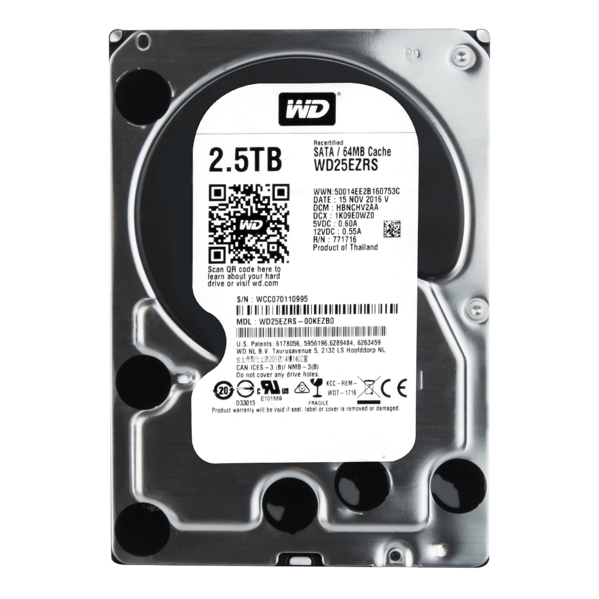WD CAVIAR GREEN 2,5 To 5 400 tr/min 64 Mo SATA II 3,5'' WD25EZRS