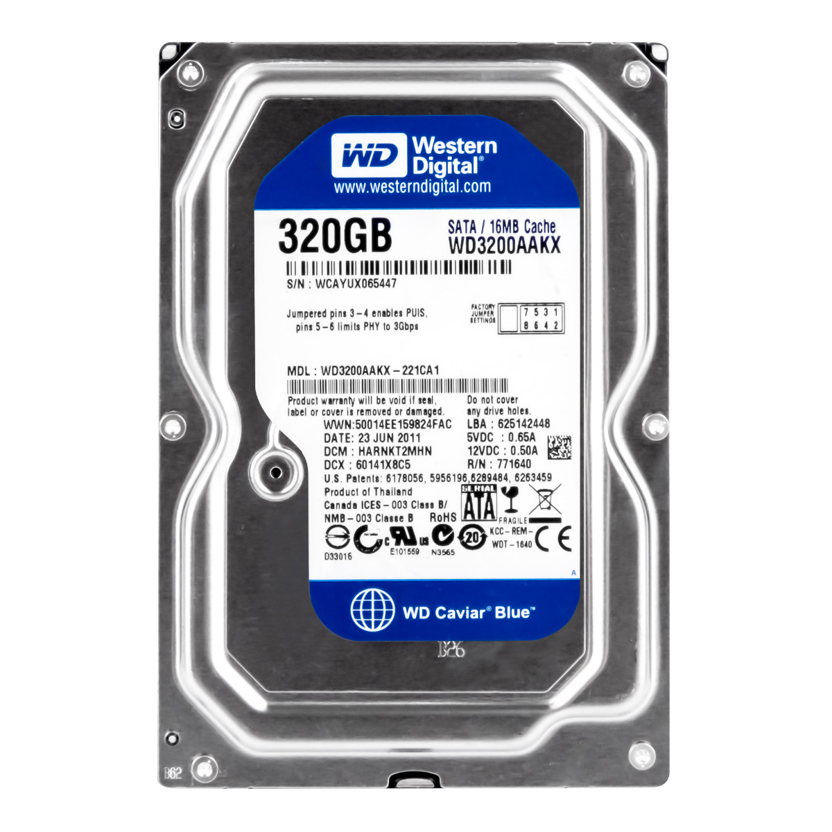 WD CAVIAR BLUE 320 Go 7,2K 16 Mo SATA III 3,5'' WD3200AAKX